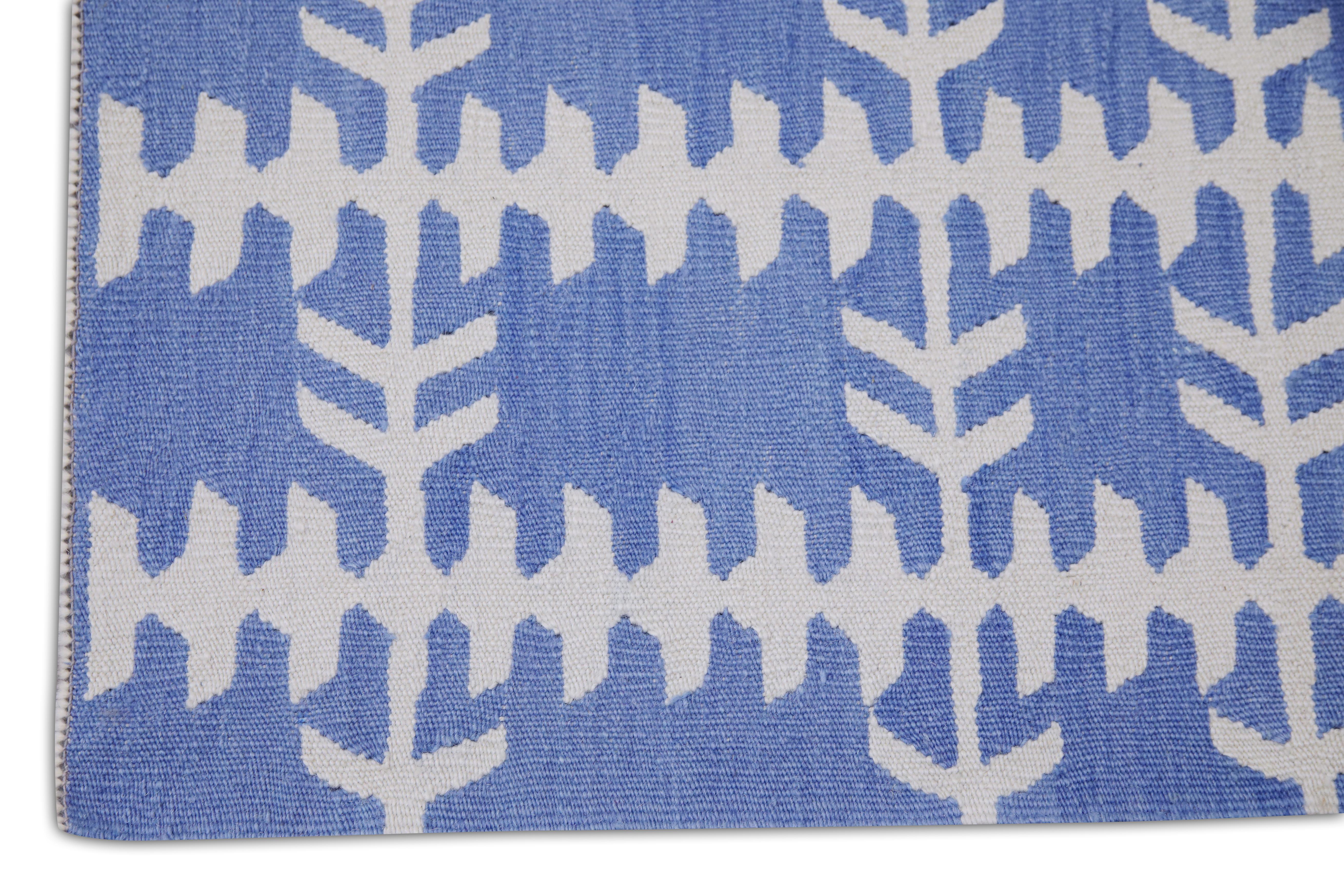 Handgefertigter Flachgewebe-Wollteppich 4'3