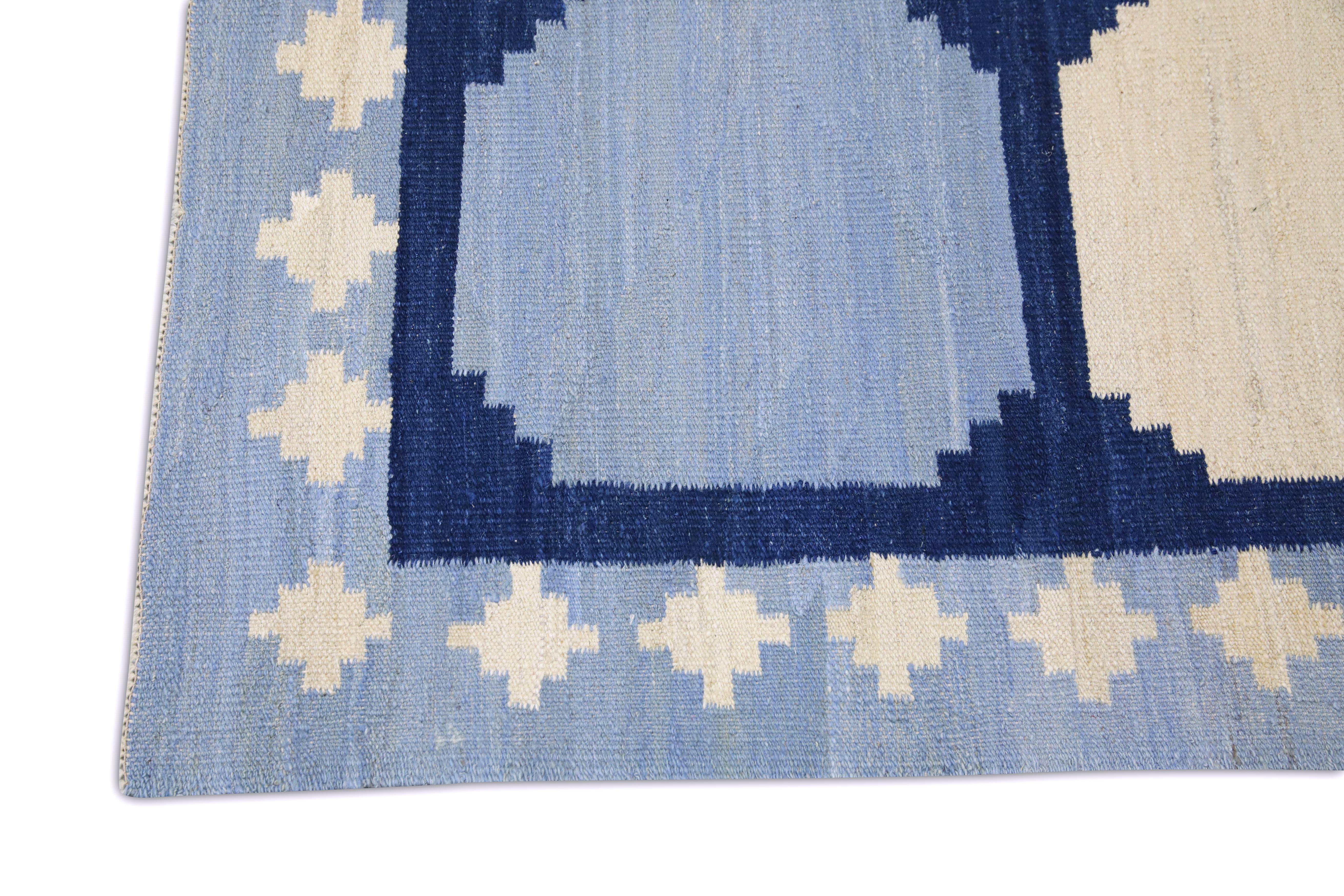 Hand-Woven  Flatweave Handmade Wool Rug 7'11