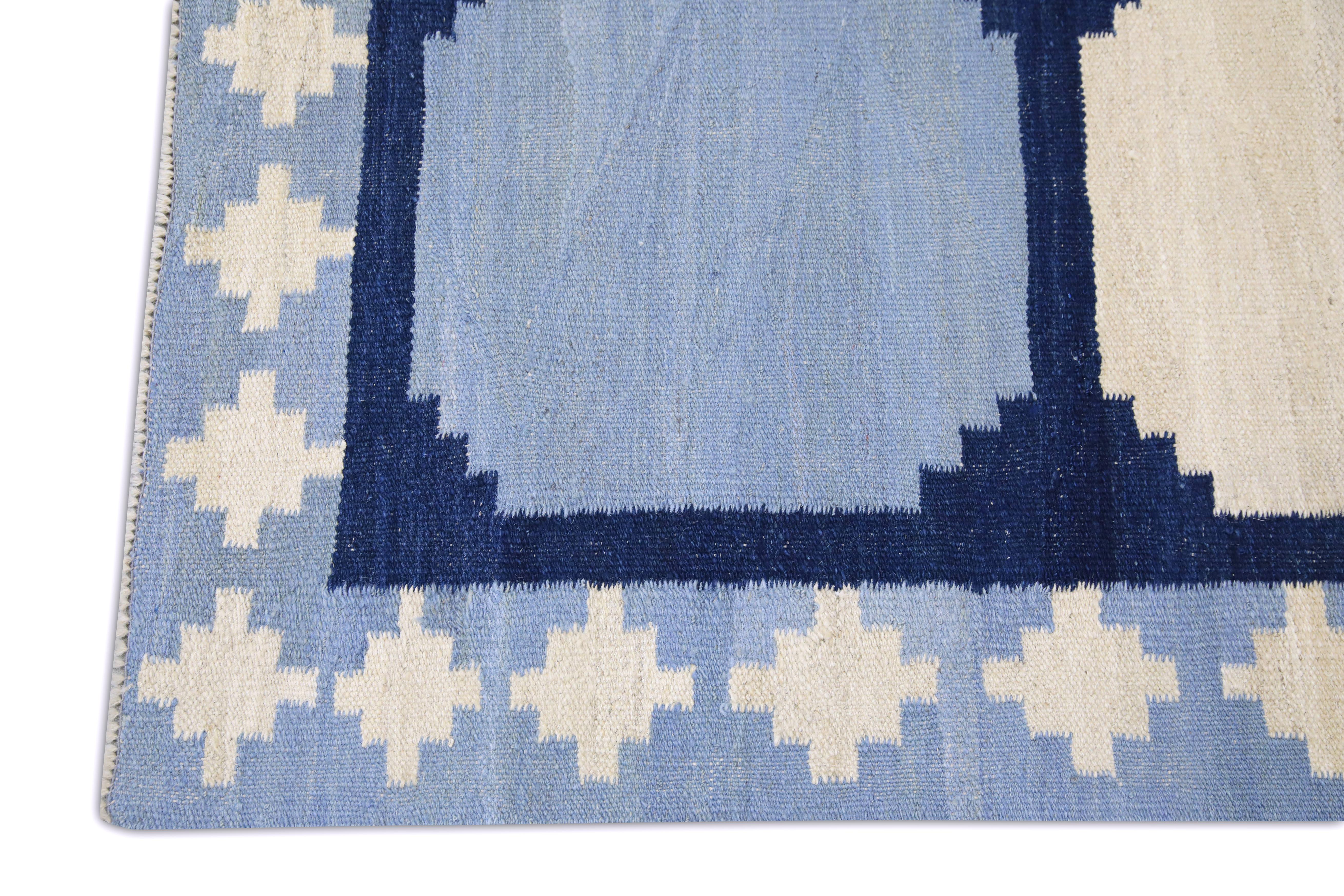 Handgefertigter Flachgewebe-Wollteppich 8'1