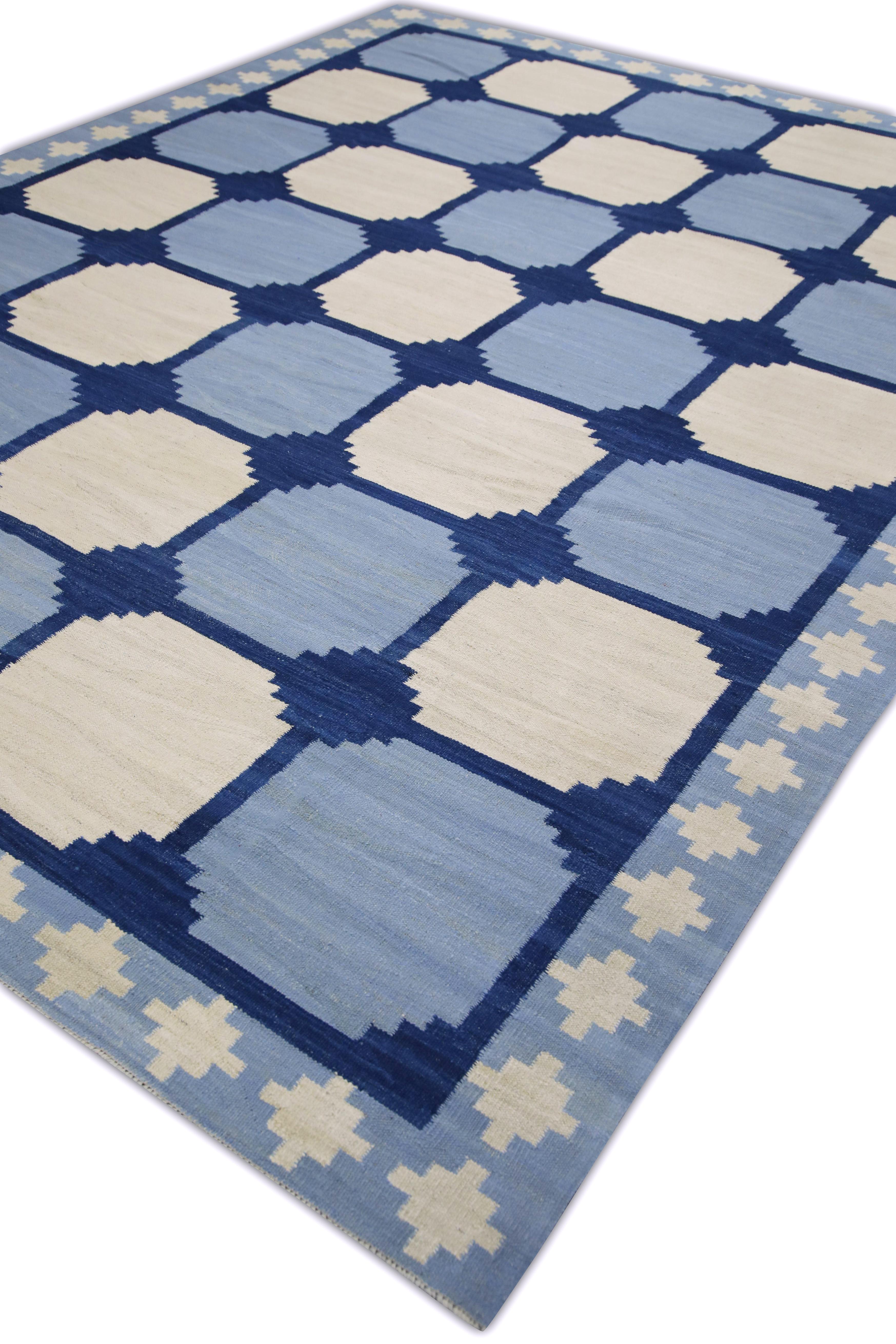 Modern  Flatweave Handmade Wool Rug 9' x 11'11