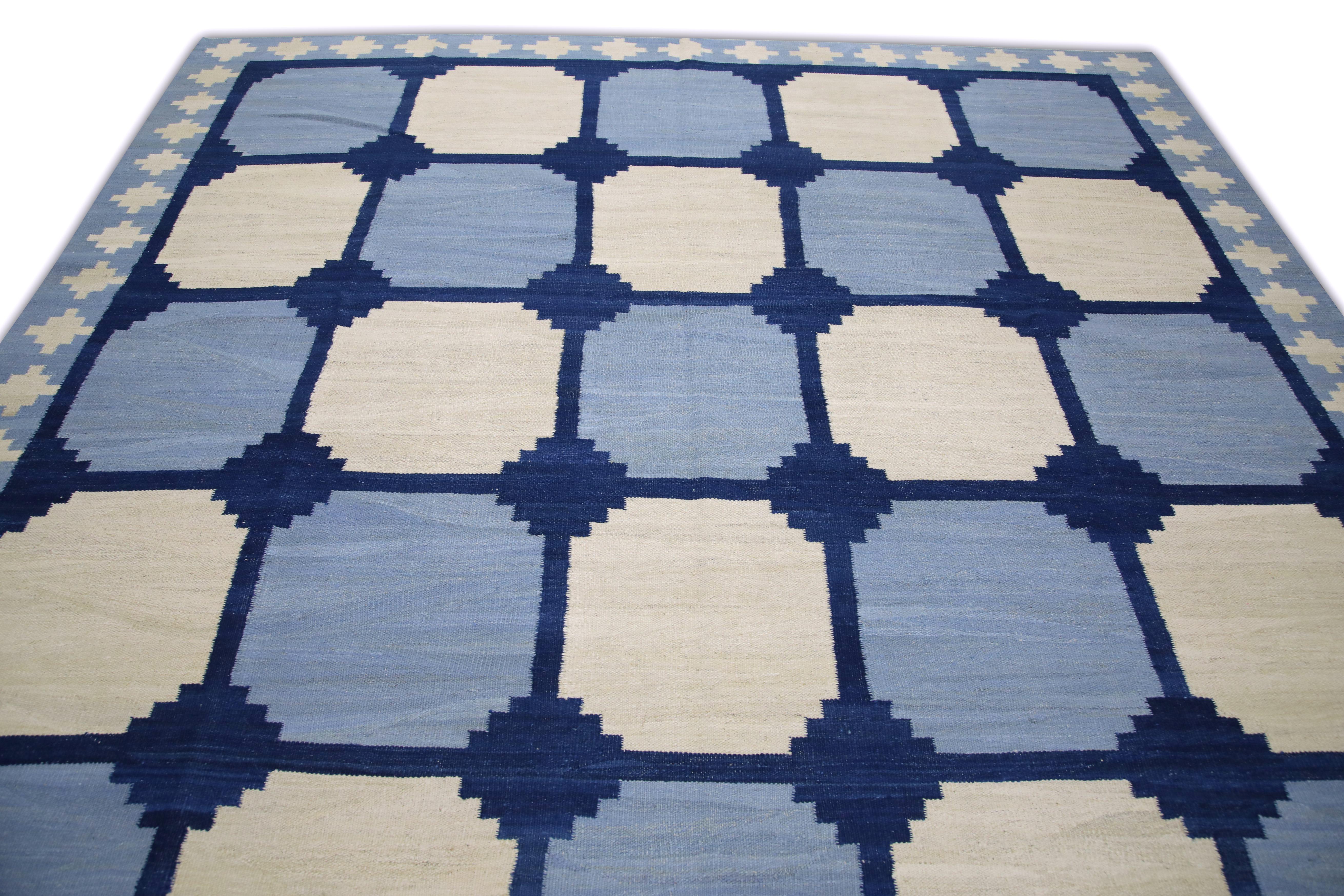 Handgefertigter Flachgewebe-Wollteppich 9' x 11'11