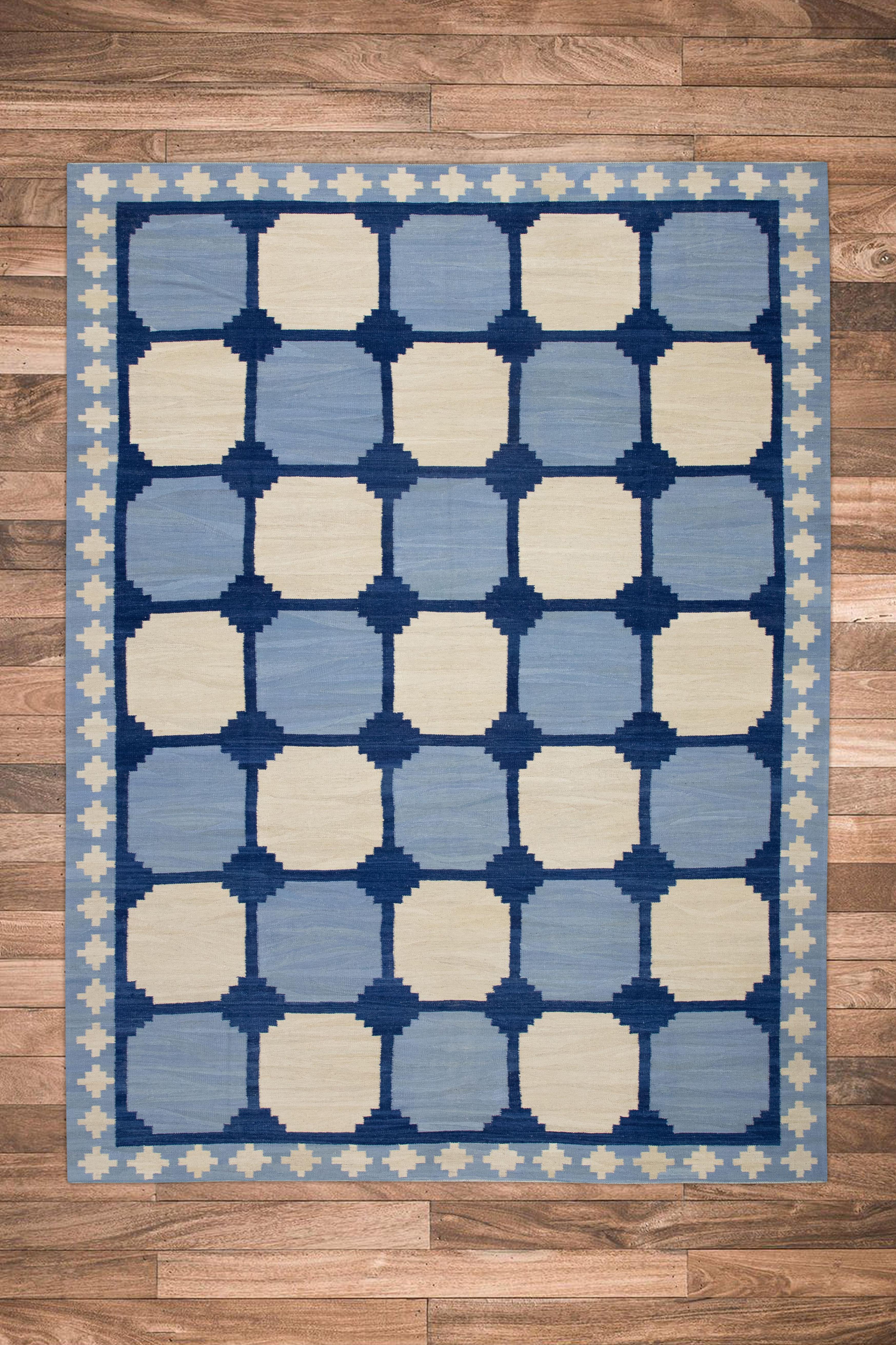 Handgefertigter Flachgewebe-Wollteppich 9' x 11'11