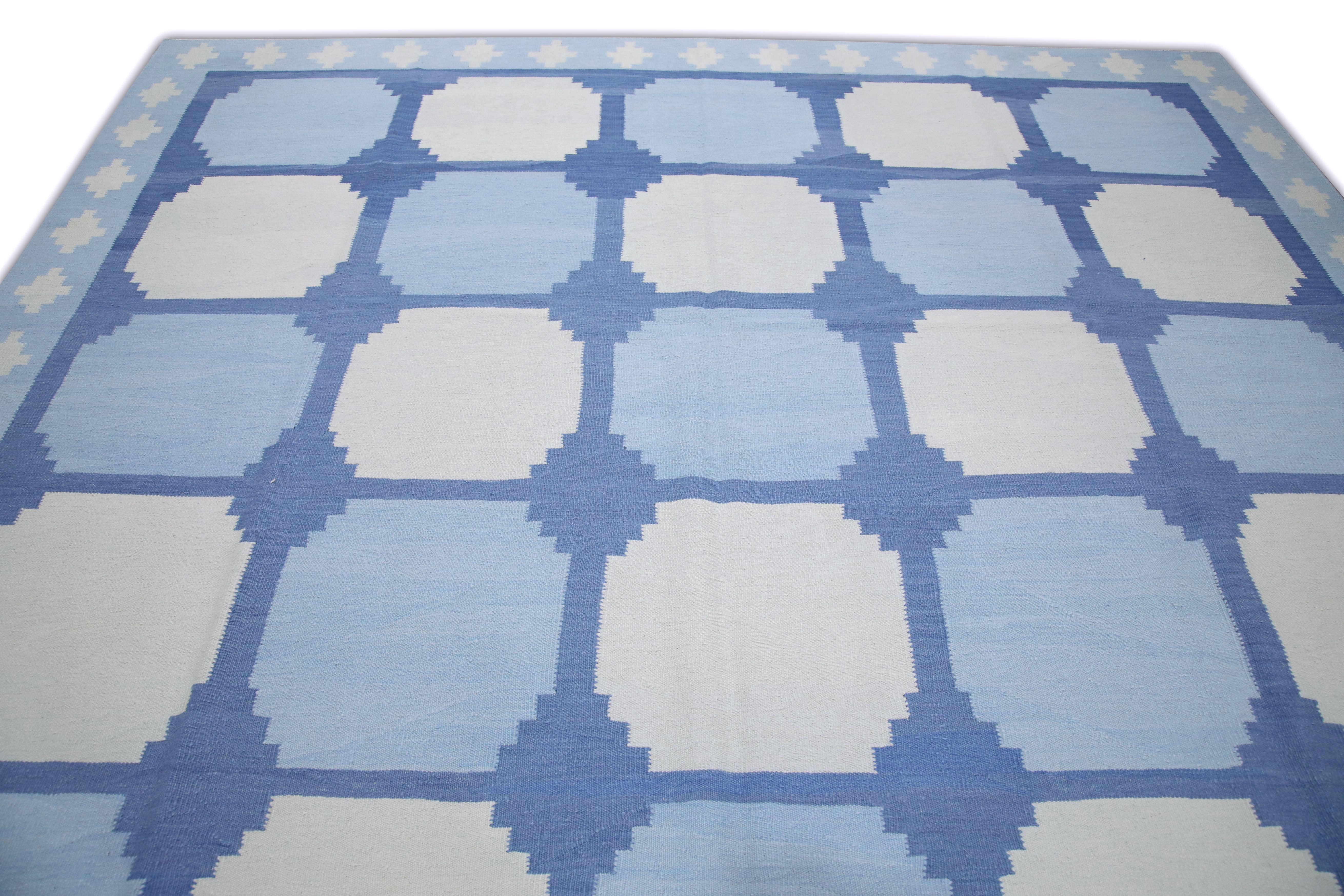 Turkish Flatweave Handmade Wool Rug 9'10