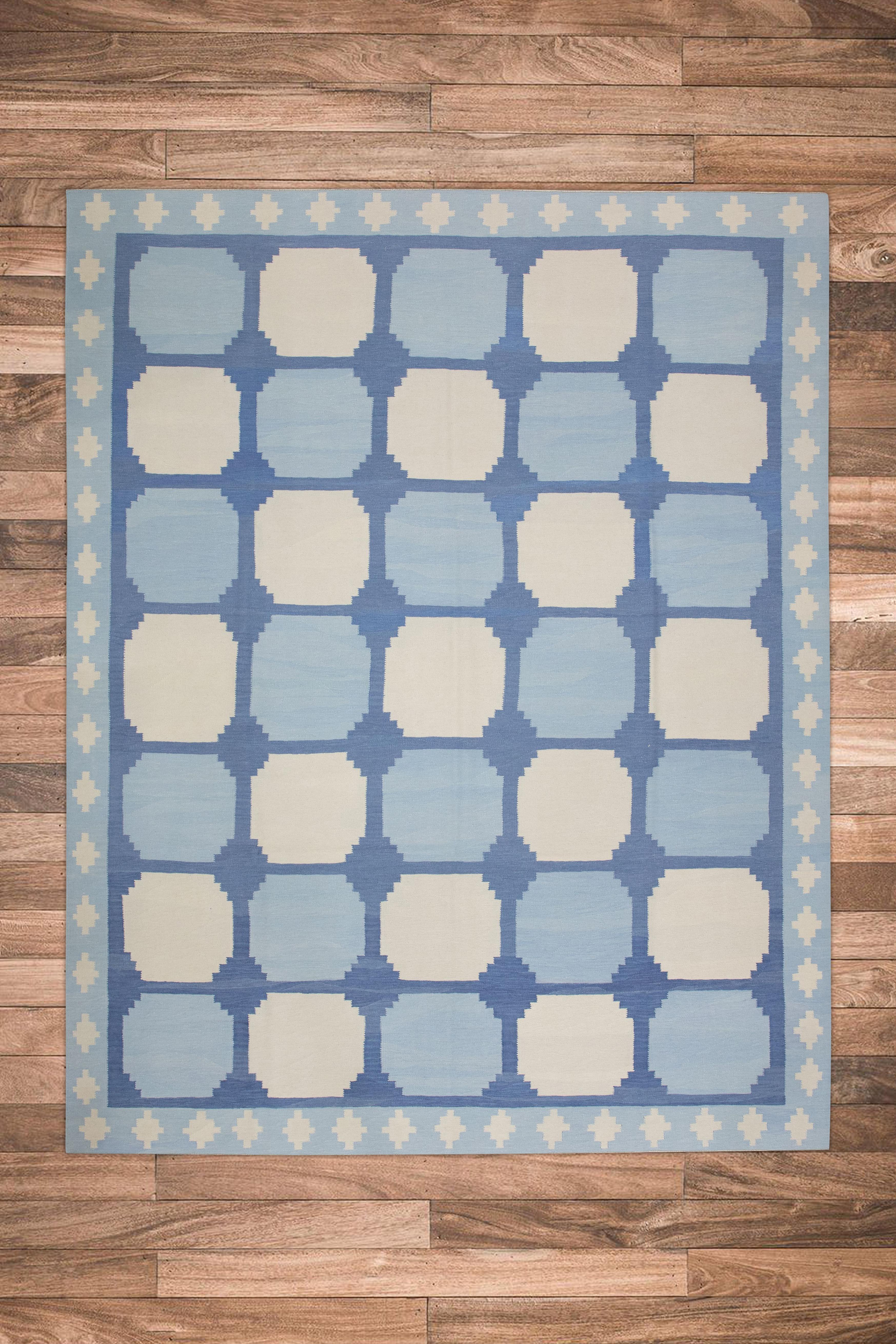 Contemporary Flatweave Handmade Wool Rug 9'10