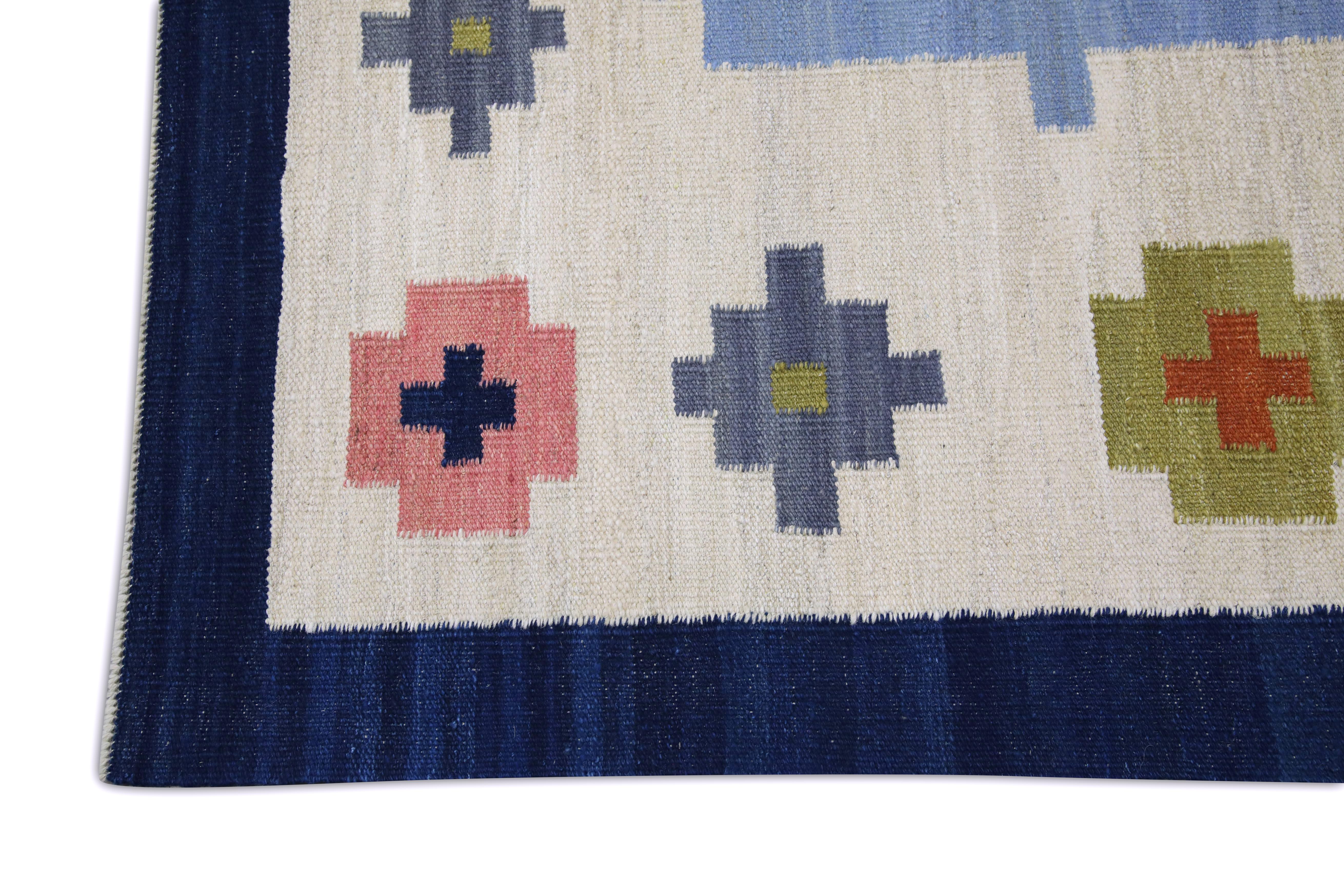 Hand-Woven  Flatweave Handmade Wool Rug 9'2