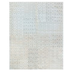 Flatweave Modern Floral Light Gray Wool Rug "Mistvine" by Doris Leslie Blau