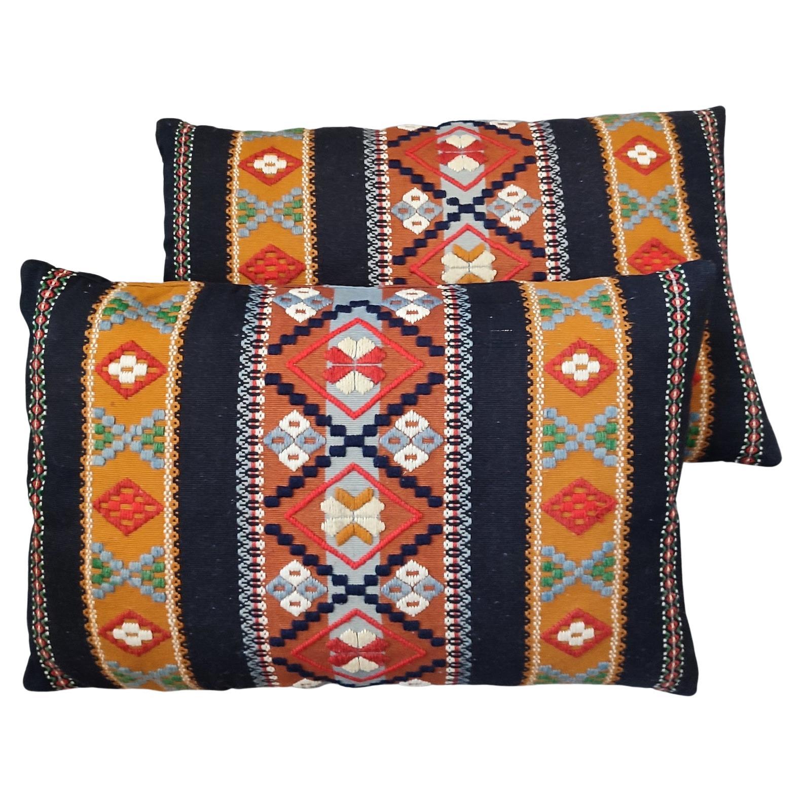 Flatweave Pair of Large Pillows, Sweden, Early 20th Century For Sale