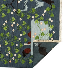 Tapis à armure plate - Tante Maude en bleu gris, par Jessica Helgerson