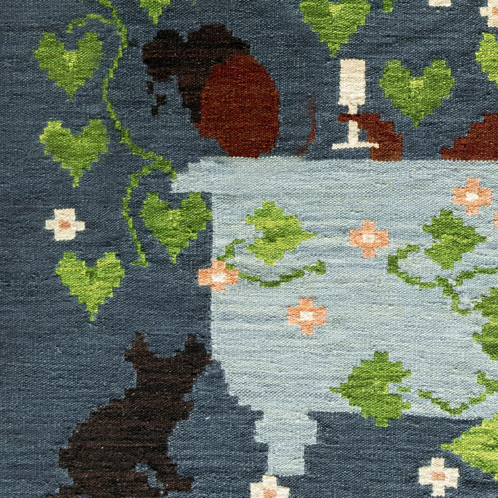 Scandinavian Modern Flatweave Rug - Aunt Maude in Gray Blue, by Jessica Helgerson For Sale