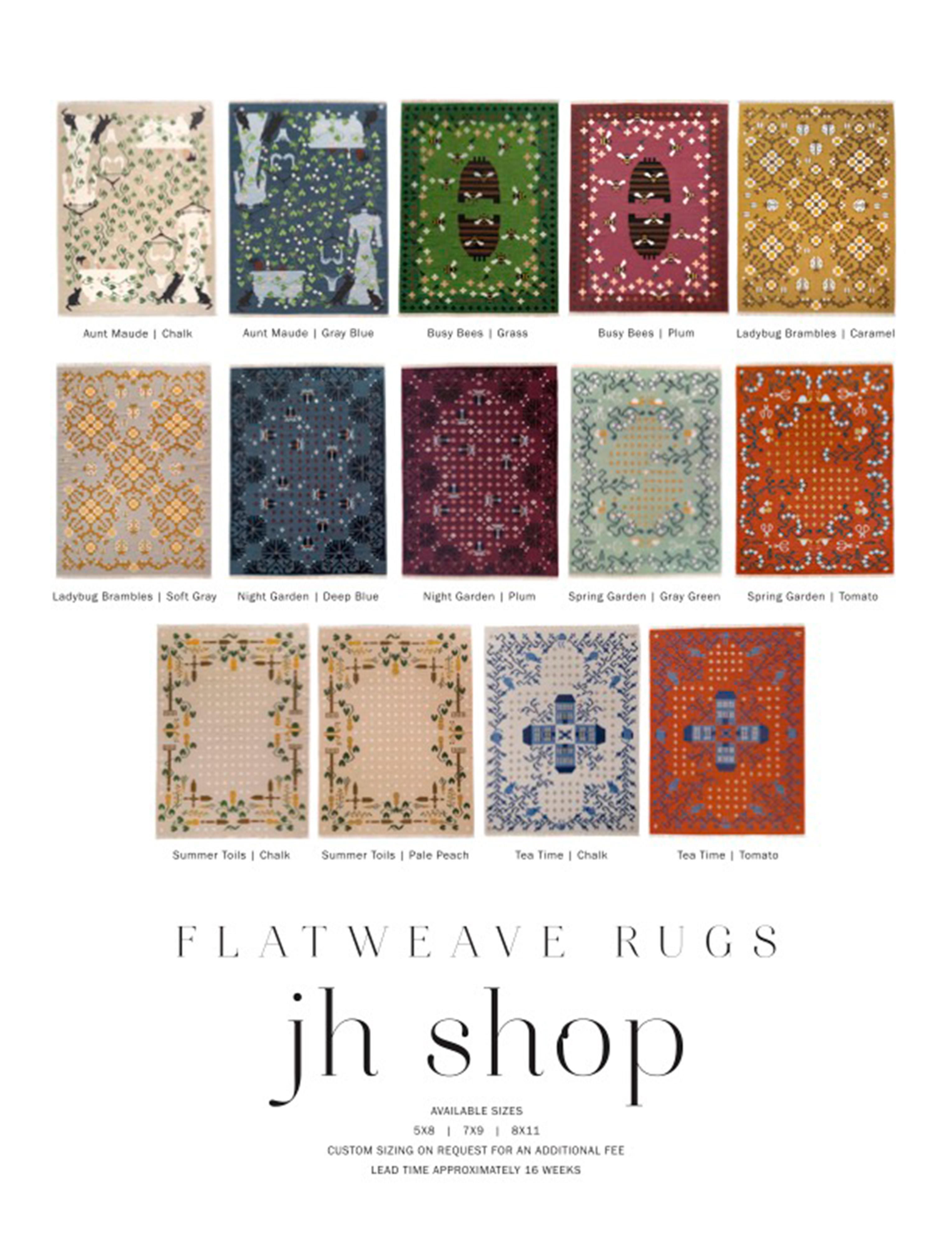 Fait main Tapis tissé - Busy Bees  dans Herbe, par Jessica Helgerson en vente