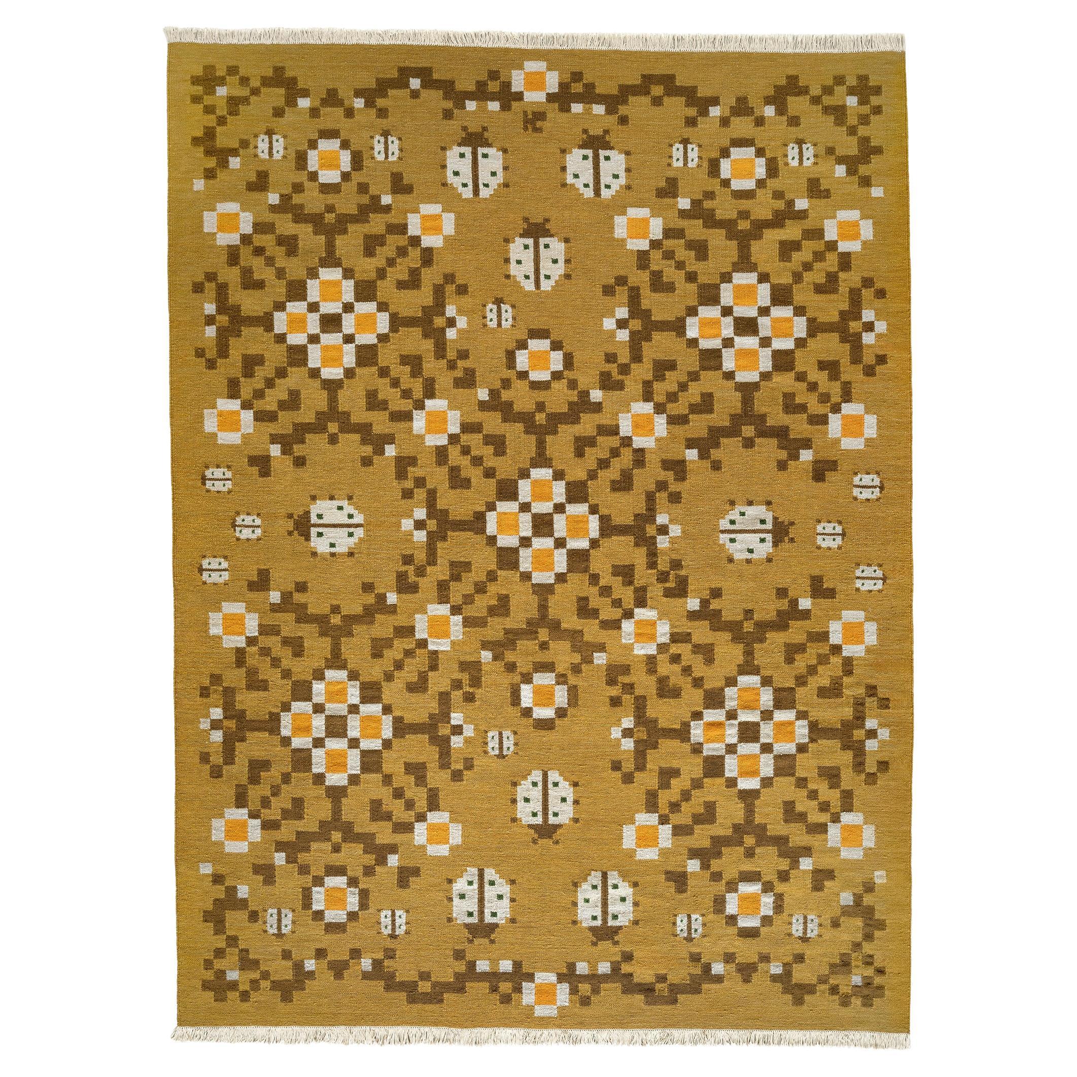 Flatweave Rug - Ladybug Brambles in Caramel by Jessica Helgerson For Sale