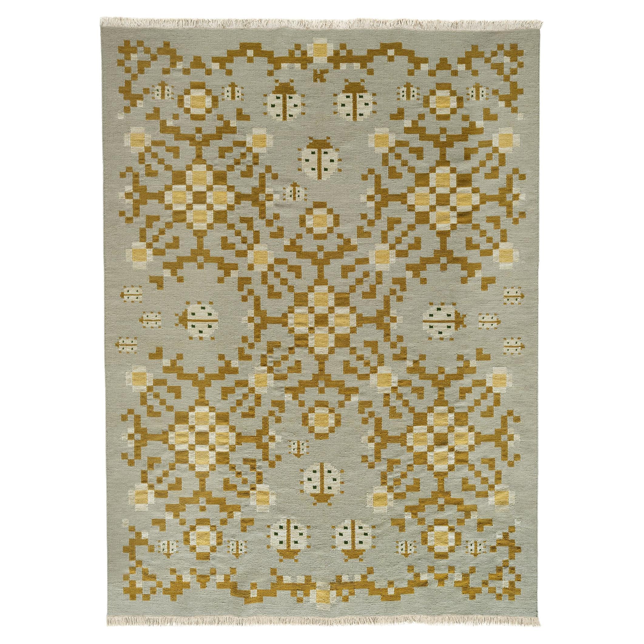 Flatweave Rug - Ladybug Brambles in Soft Gray by Jessica Helgerson