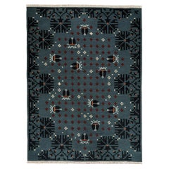 Flatweave Rug - Night Garden  Deep Blue by Jessica Helgerson