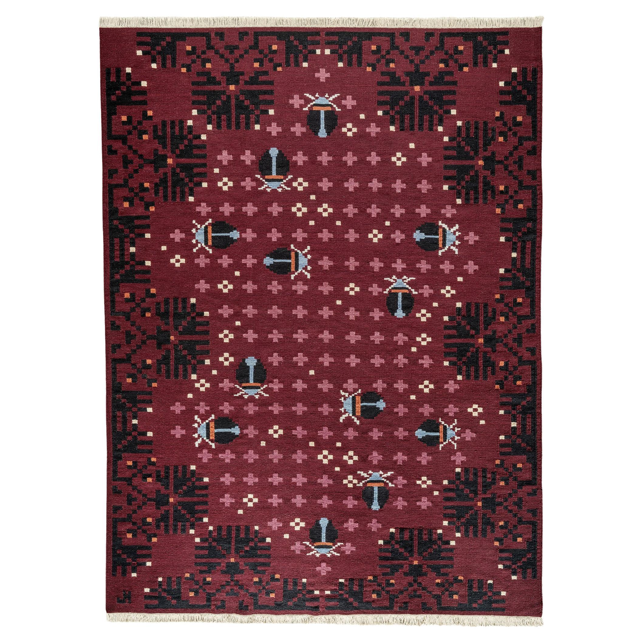Flatweave Rug - Night Garden in Plum by Jessica Helgerson