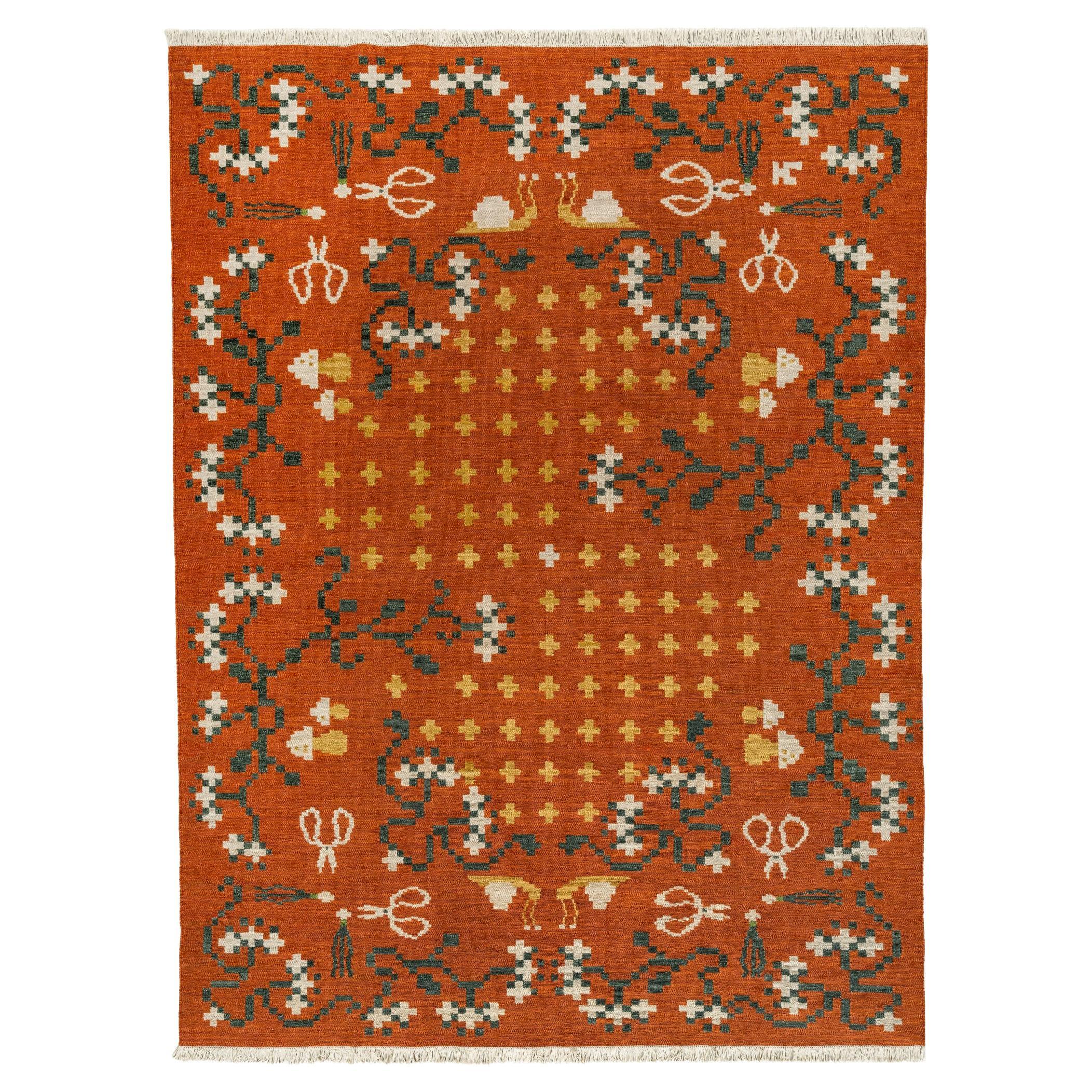 Flatweave Rug - Spring Garden in Tomato by Jessica Helgerson