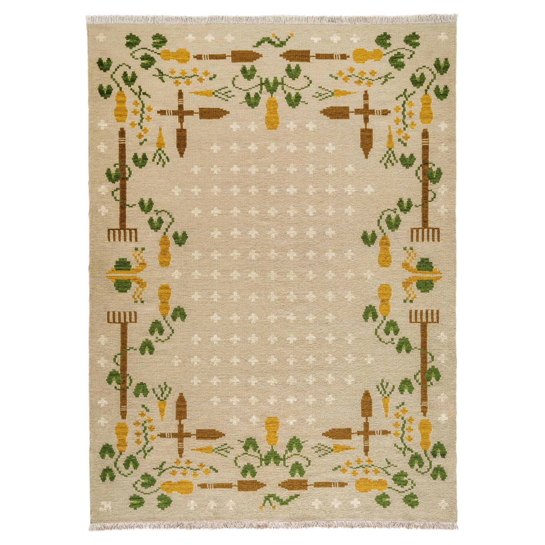 Flatweave Rug - Summer Toils in Chalk by Jessica Helgerson For Sale