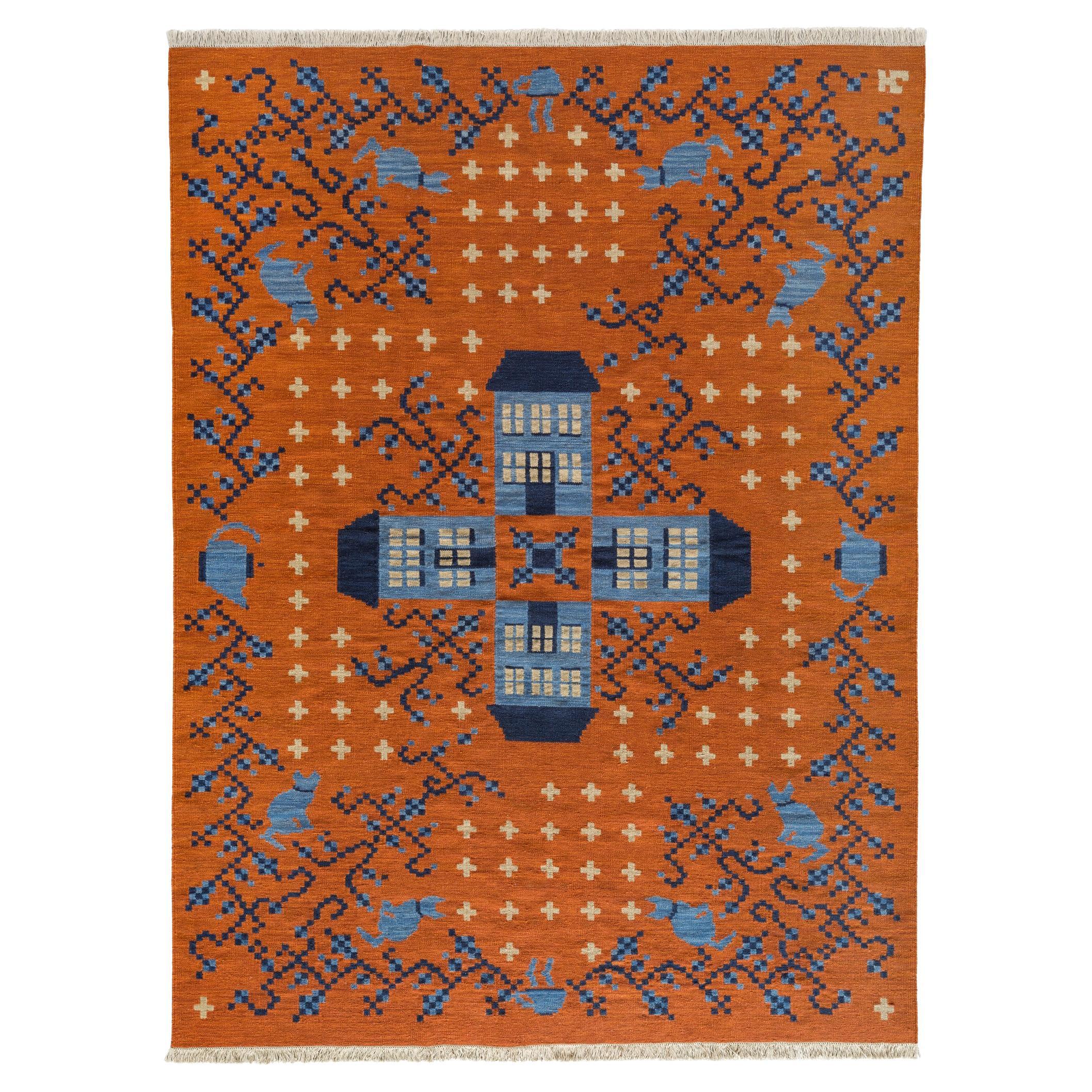 Flatweave Rug - Tea Time in Tomato by Jessica Helgerson