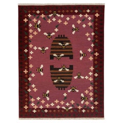 Flatweave Rug - Busy Bees  in Plum, by Jessica Helgerson