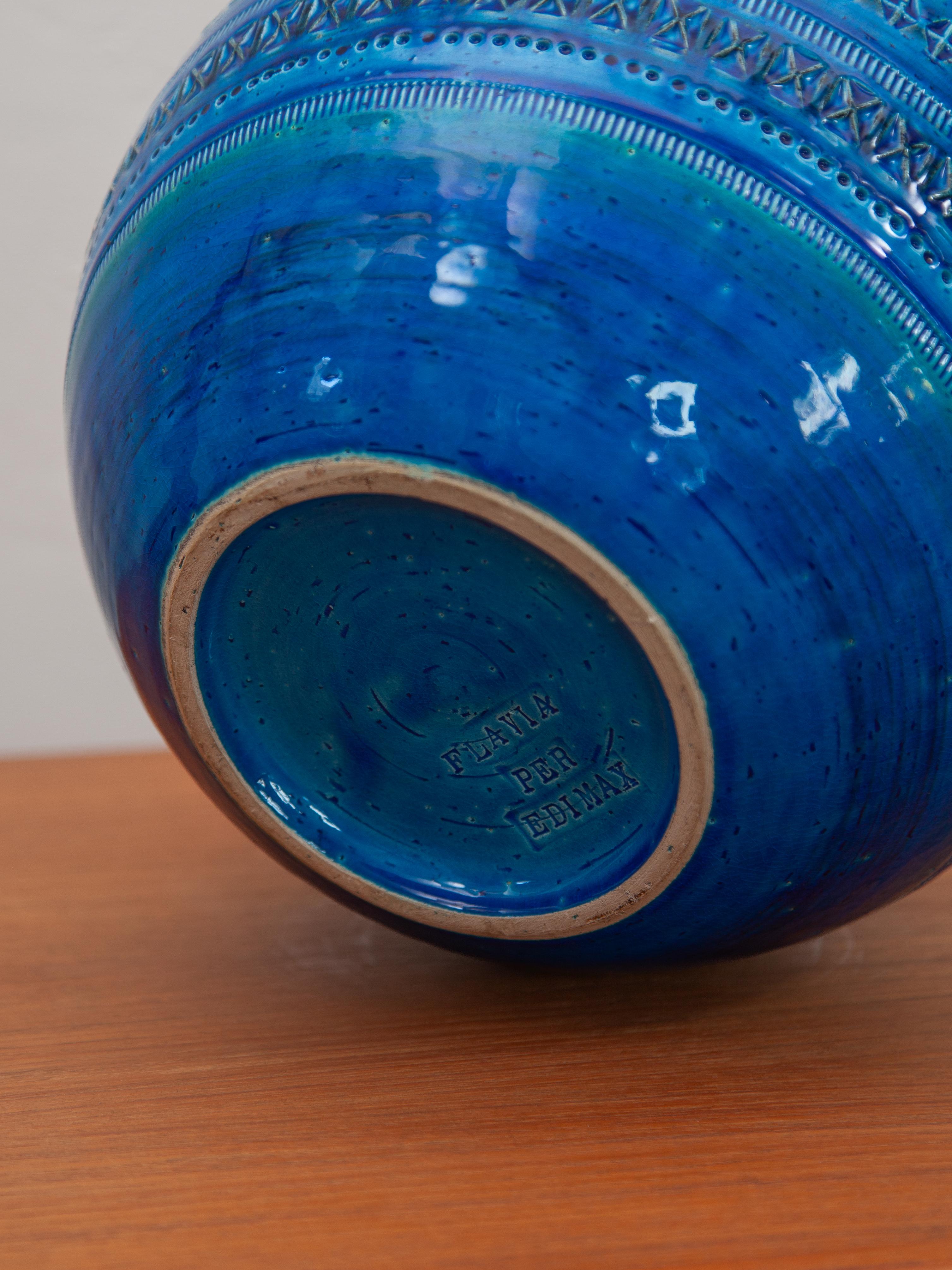 Flavia Raro grande vaso in ceramica smaltata blu di Aldo Londi per Bitossi, Italia , anni '60 in vendita 2