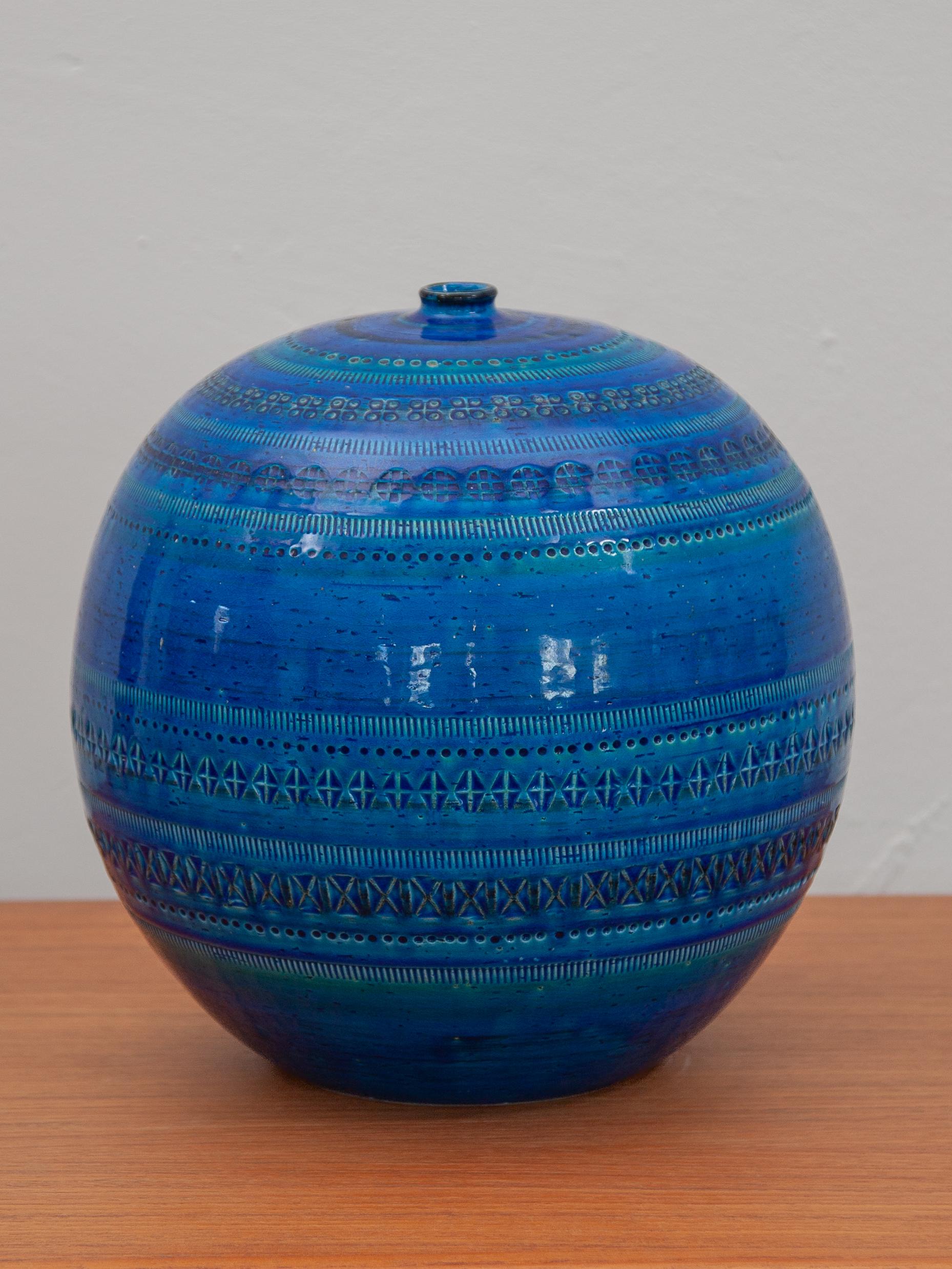 Smaltato Flavia Raro grande vaso in ceramica smaltata blu di Aldo Londi per Bitossi, Italia , anni '60 in vendita