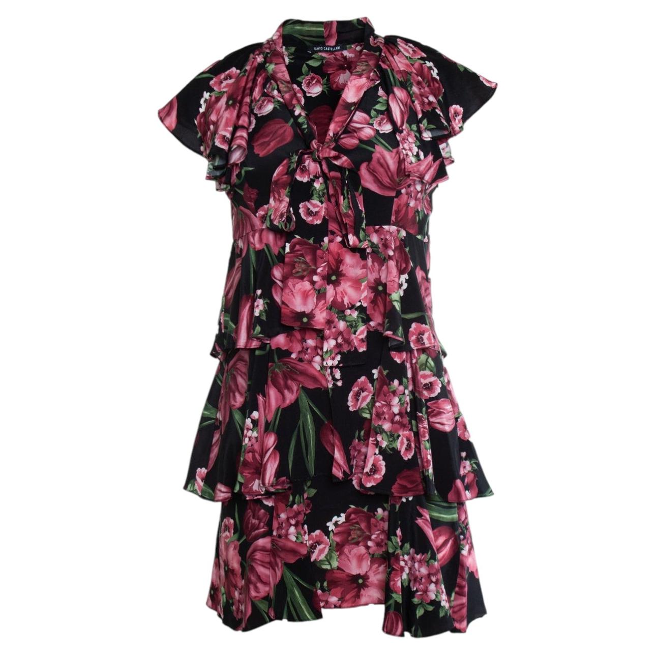 Flavio Castellani, Black dress with floral print