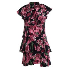 Flavio Castellani, Schwarzes Kleid mit Blumendruck