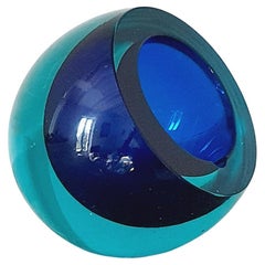 Flavio Poli 1960s Blue an Purple Large Sphere Murano Glass Bowl