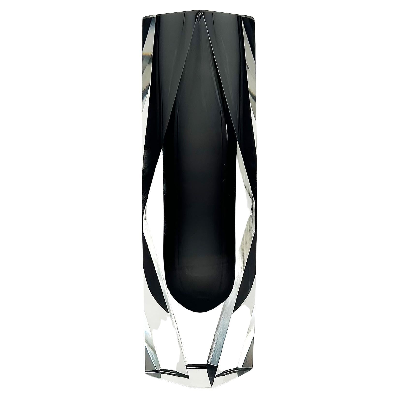 Flavio Poli Alessandro Mandruzzato Sommerso Murano Glass Vase circa 1960s
