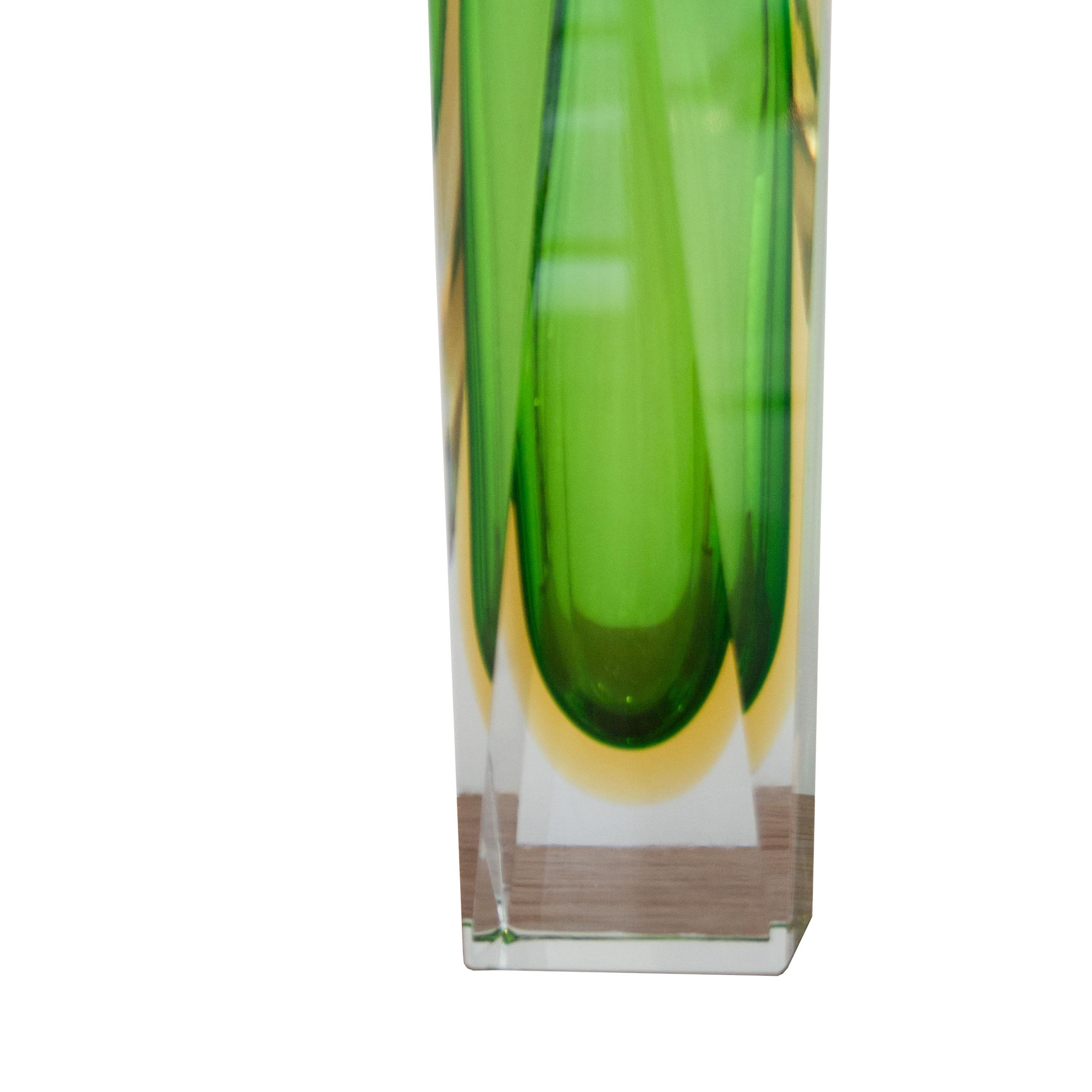 Italian Flavio Poli by Mandruzzato Green Hand-Crafted Murano Glass Vase, Italy, 1960