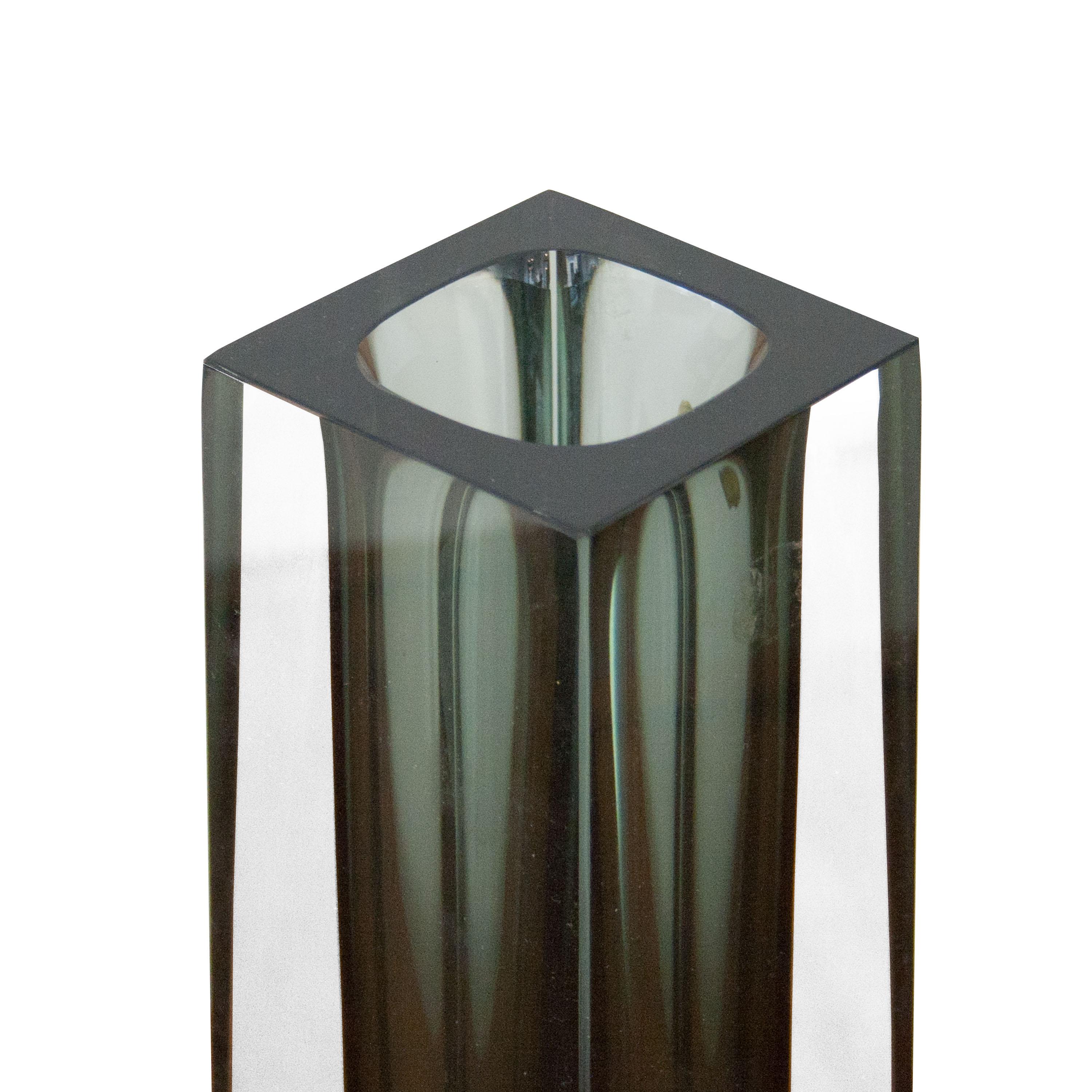 Italian Flavio Poli by Mandruzzato Grey Hand-Crafted Murano Glass Vase, Italy, 1960