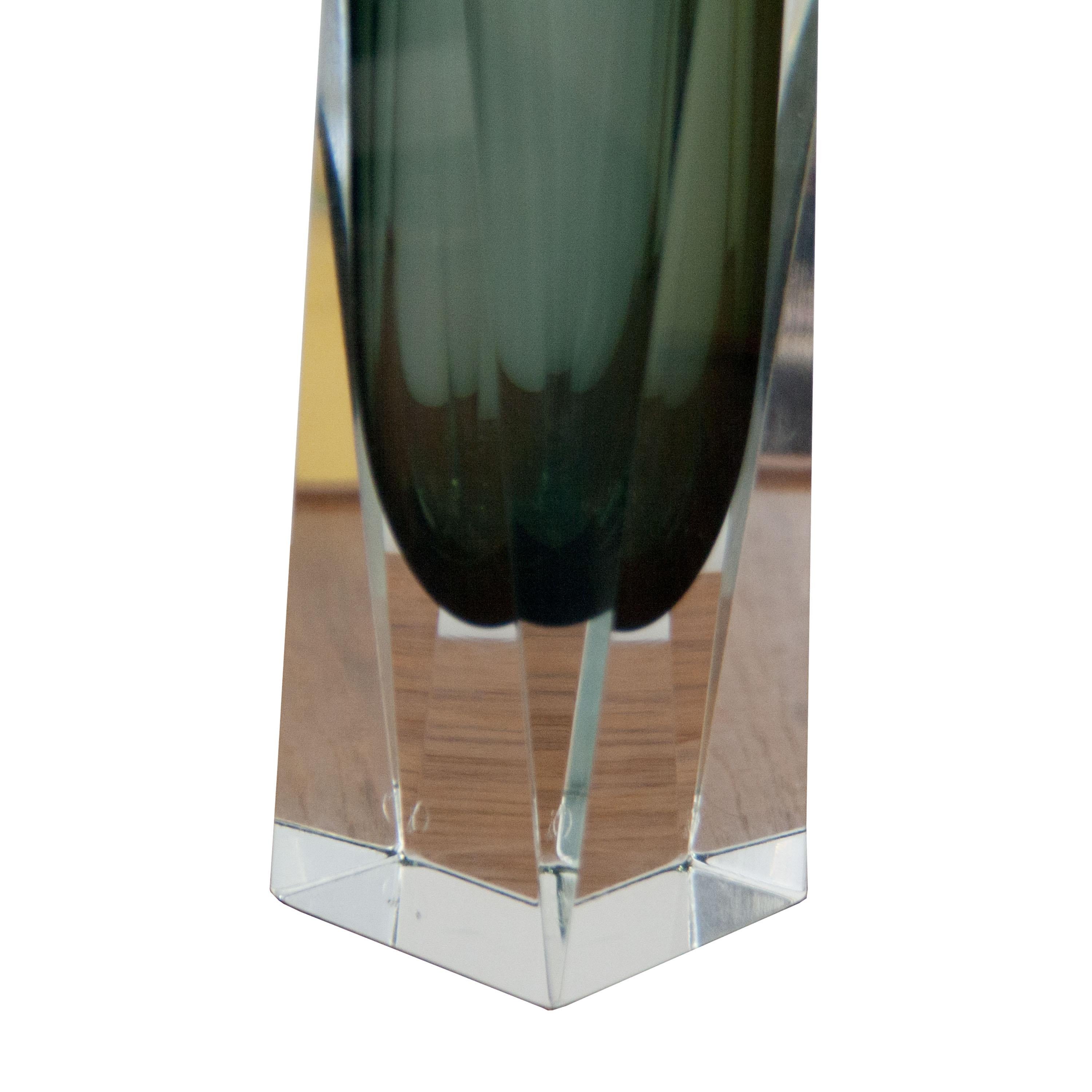 Italian Flavio Poli by Mandruzzato Grey Hand-Crafted Murano Glass Vase, Italy, 1960