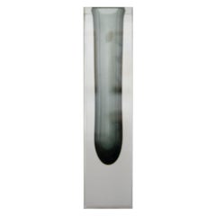 Flavio Poli by Mandruzzato Grey Hand-Crafted Murano Glass Vase, Italy, 1960