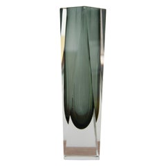 Flavio Poli by Mandruzzato Grey Hand-Crafted Murano Glass Vase, Italy, 1960