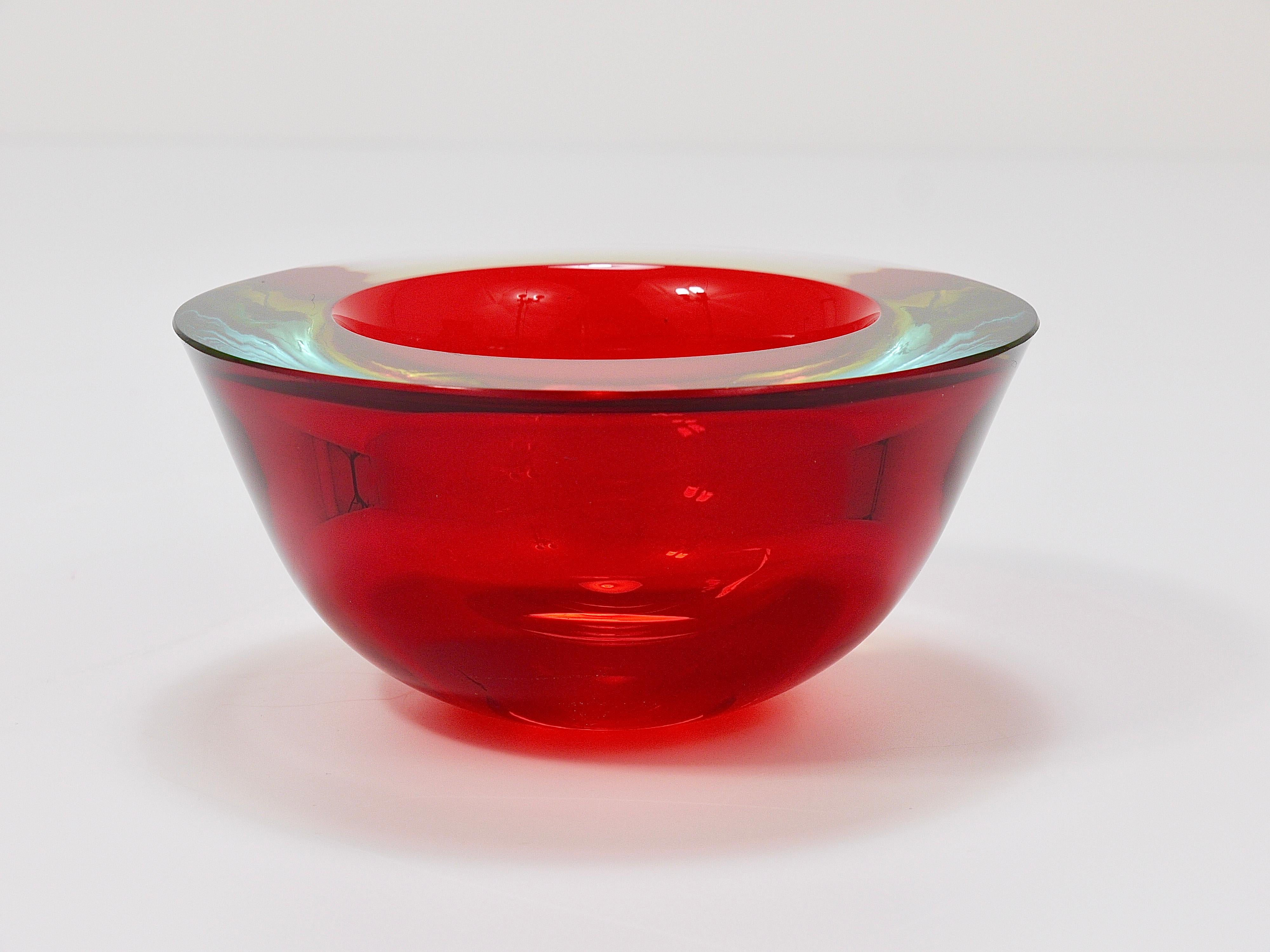 Italian Flavio Poli Caviar Sommerso Murano Glass Bowl by Seguso, Italy, 1960s For Sale