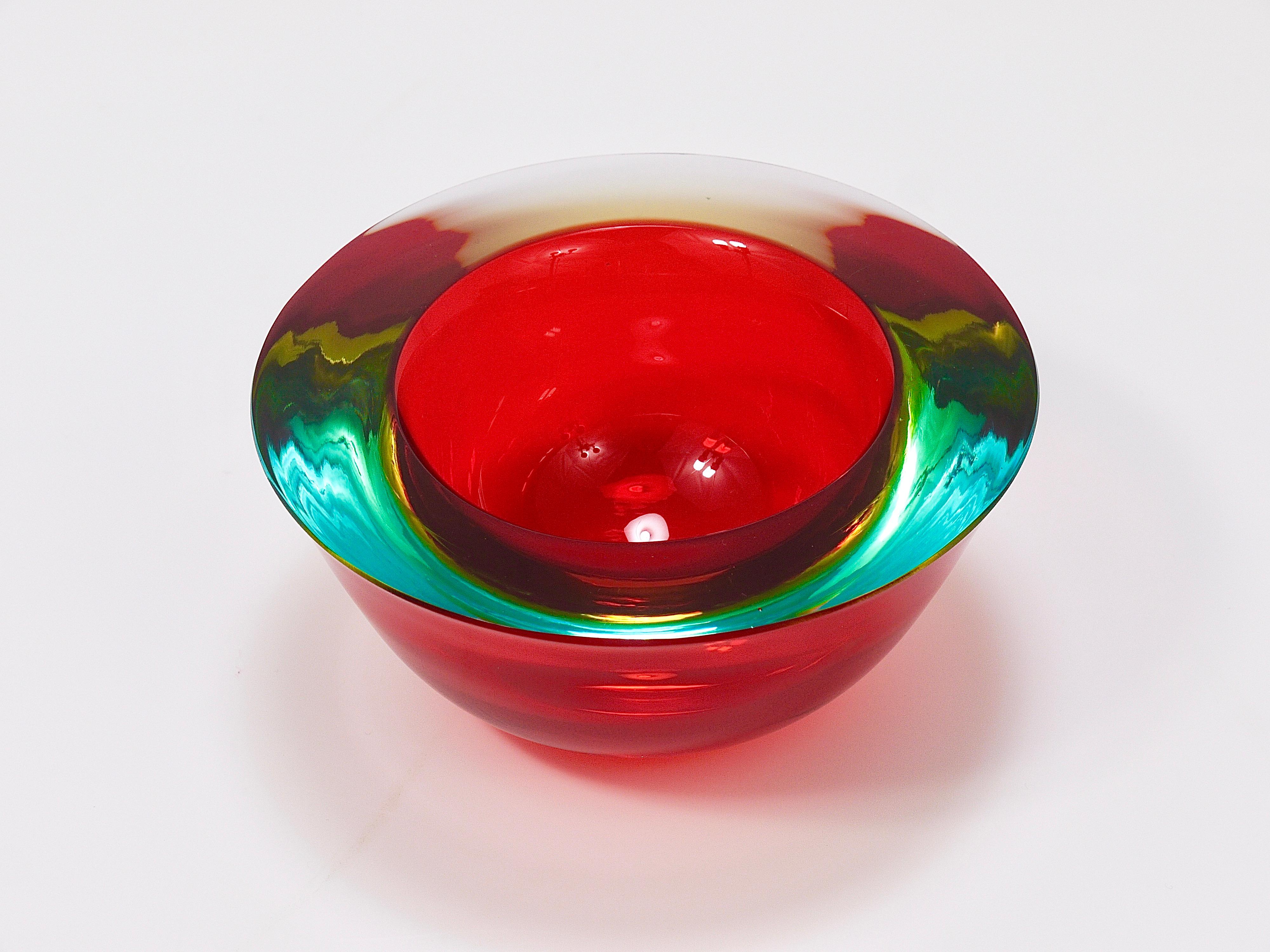 20th Century Flavio Poli Caviar Sommerso Murano Glass Bowl by Seguso, Italy, 1960s For Sale