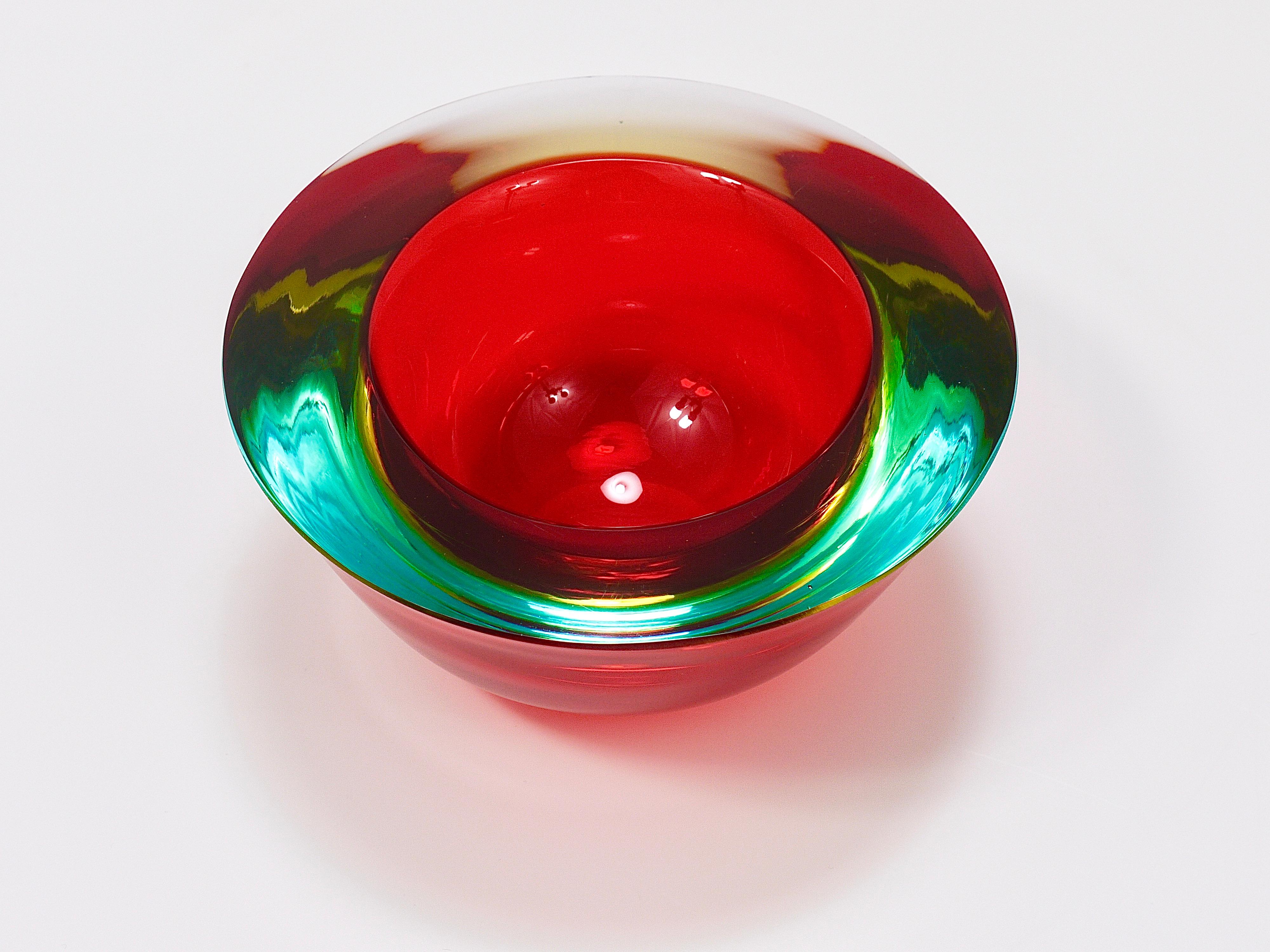 Flavio Poli Caviar Sommerso Murano Glass Bowl by Seguso, Italy, 1960s For Sale 1