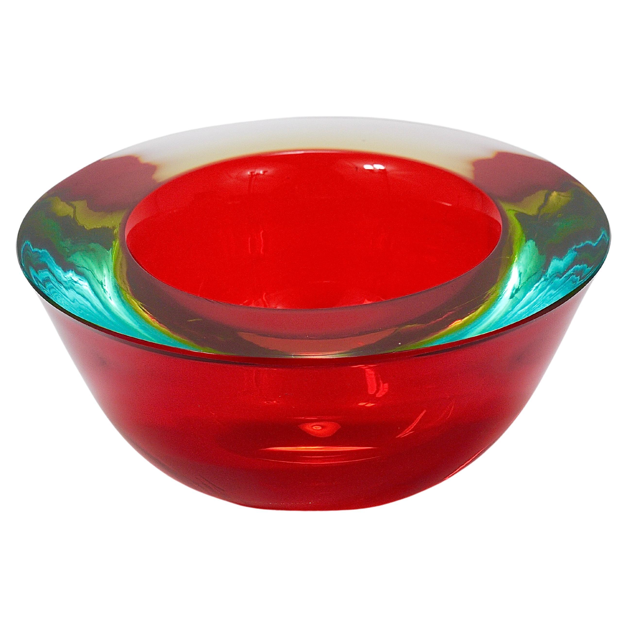 Flavio Poli Caviar Sommerso Murano Glass Bowl by Seguso, Italy, 1960s For Sale