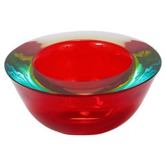 Vintage Flavio Poli Caviar Sommerso Murano Glass Bowl by Seguso, Italy, 1960s