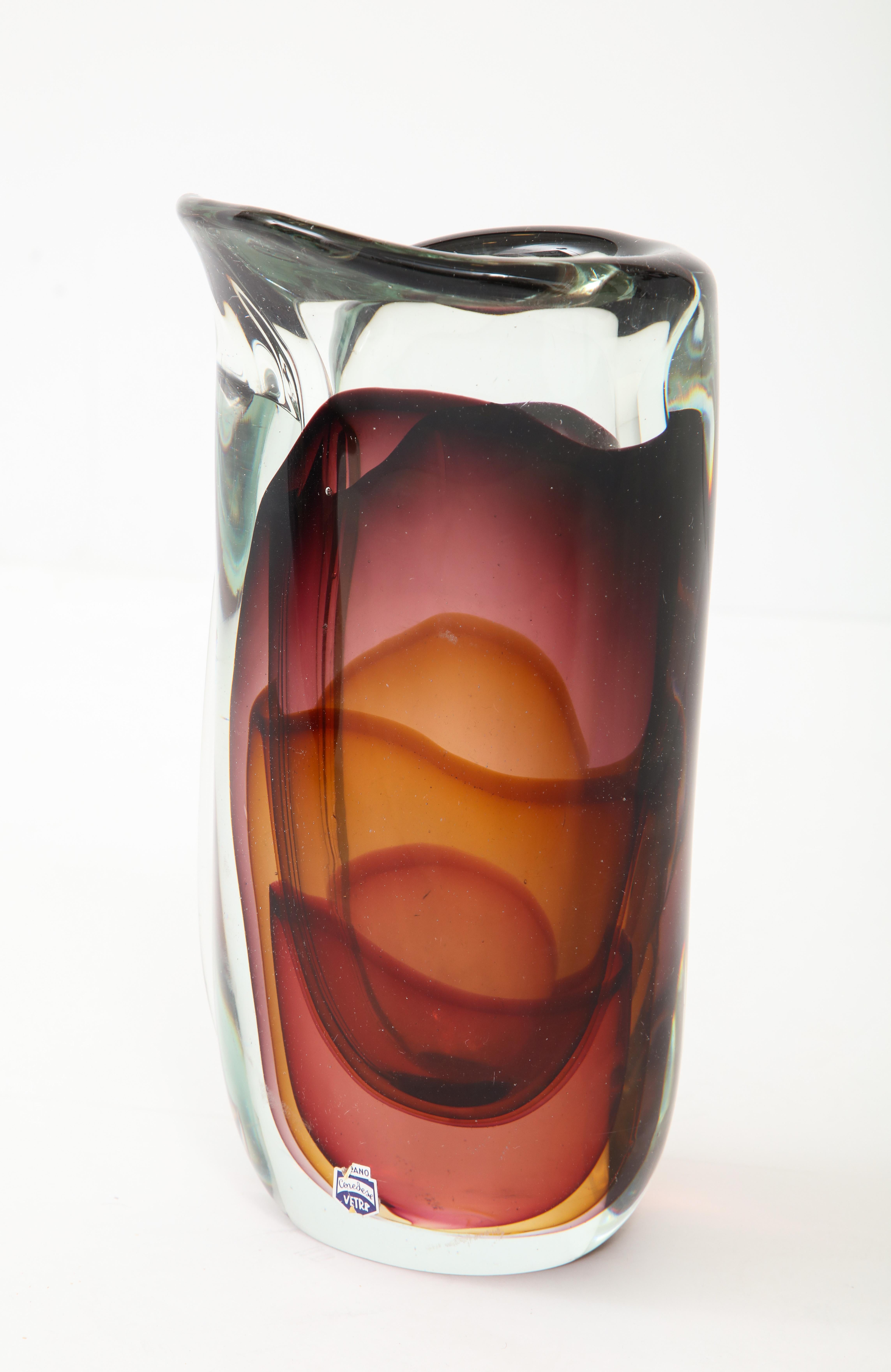 Vase aus Cenedese-Muranoglas von Flavio Poli (Moderne der Mitte des Jahrhunderts) im Angebot