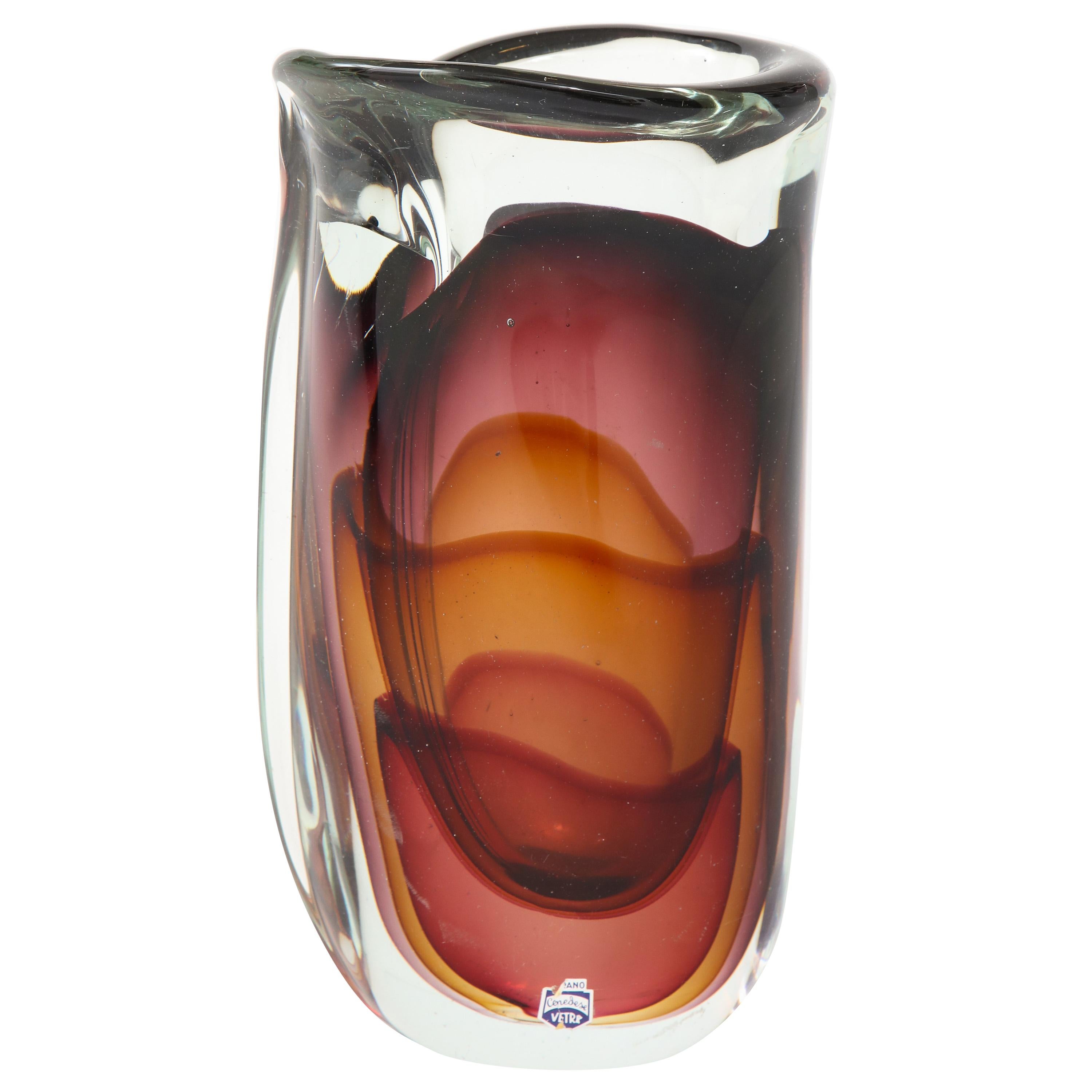 Vase aus Cenedese-Muranoglas von Flavio Poli im Angebot