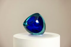 Flavio Poli Centerpiece in Blue Murano Sommerso, Italy 1950s