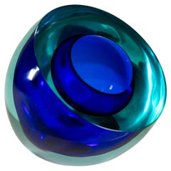 Flavio Poli Tafelaufsatz aus blauem Murano Sommerso, Italien 1950er Jahre