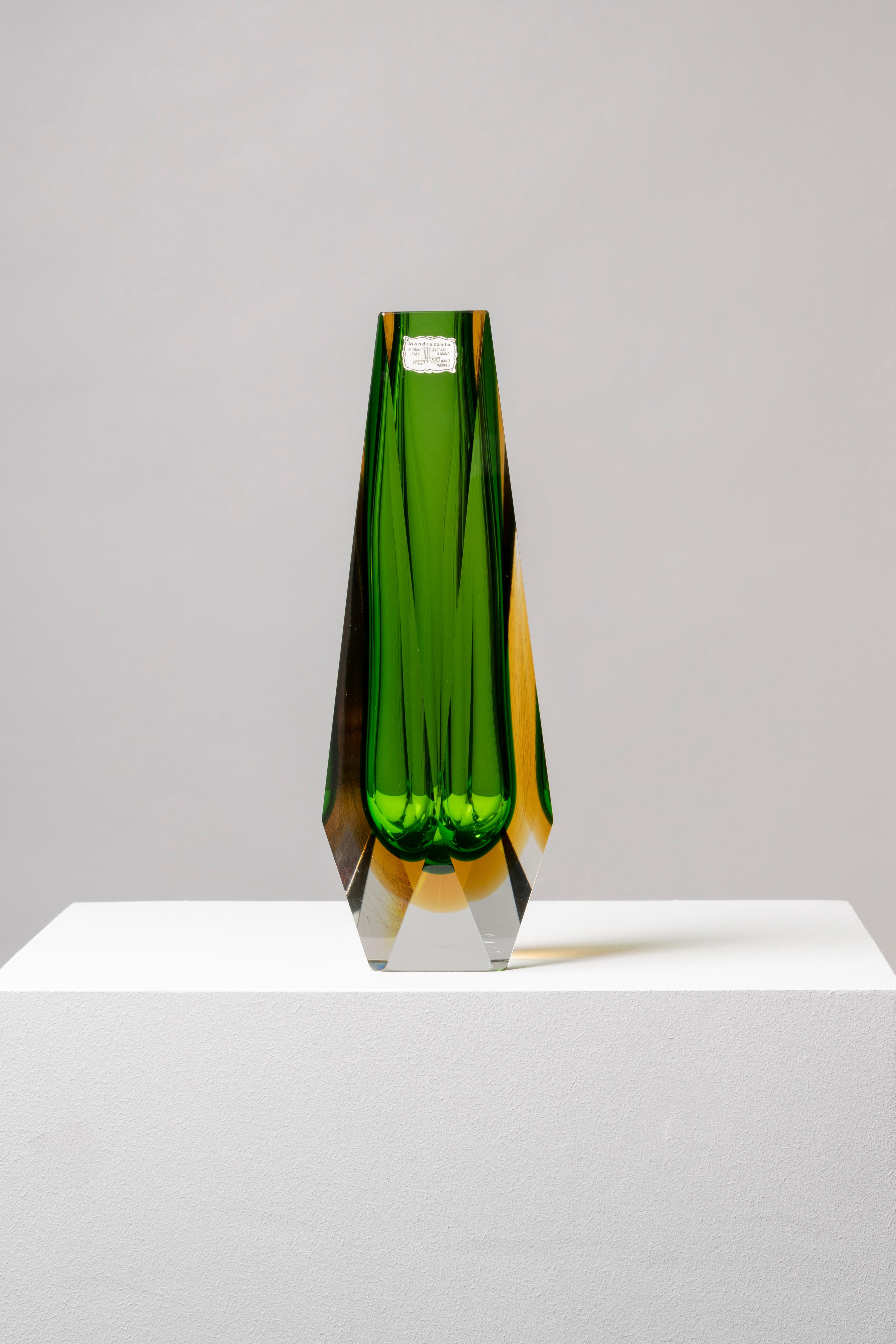 Italian FLAVIO POLI for ALESSANDRO MANDRUZZATO. Vase, Murano, Italy, 1960s. For Sale