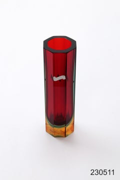 Flavio Poli for Luigi Mandruzzato Murano block vase 8-sided red green blue yello
