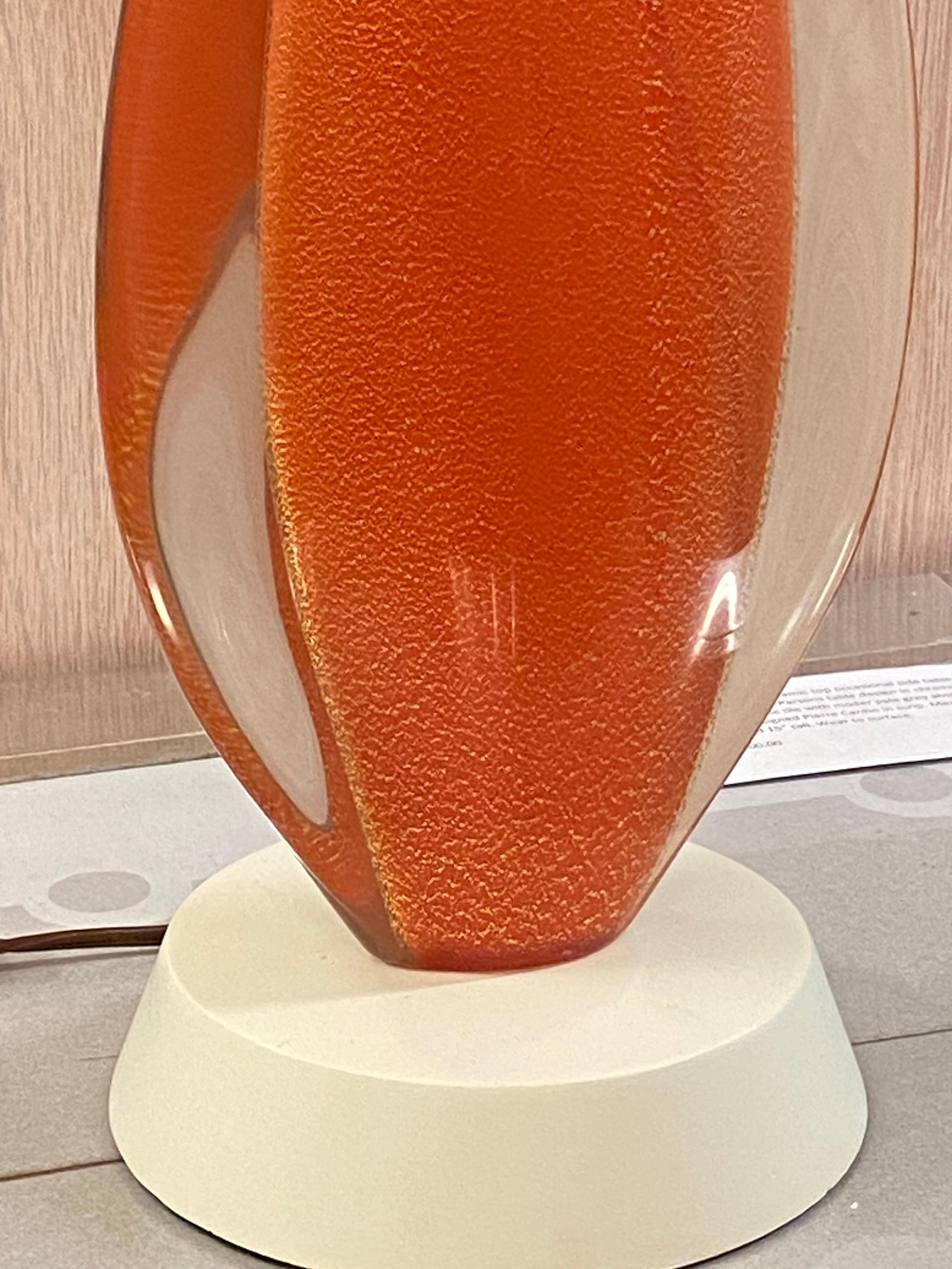 Flavio Poli für Seguso 1950s Klar, Orange & Gold Aventurin Glas Tischlampe im Angebot 3