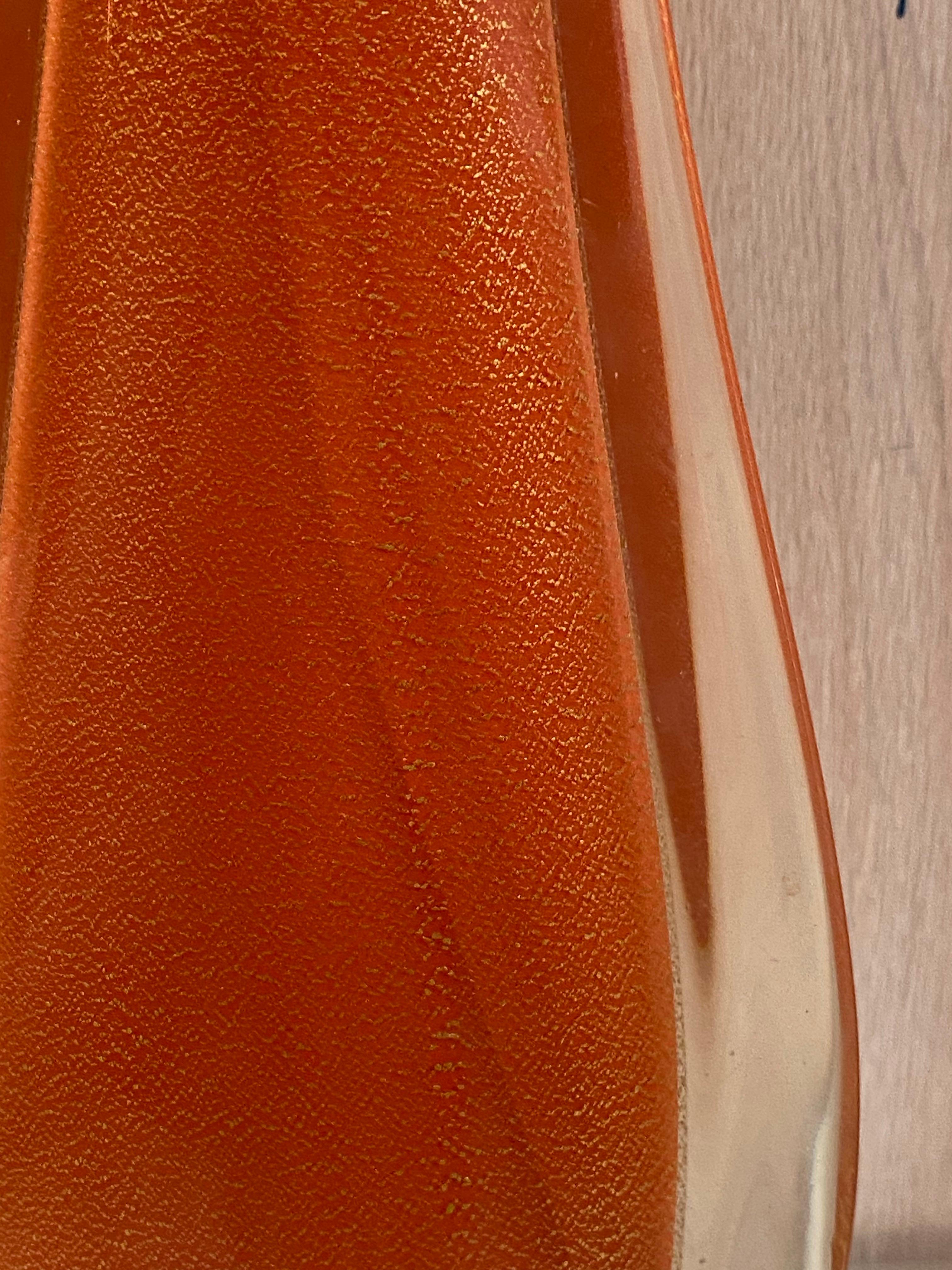 Flavio Poli für Seguso 1950s Klar, Orange & Gold Aventurin Glas Tischlampe im Angebot 5