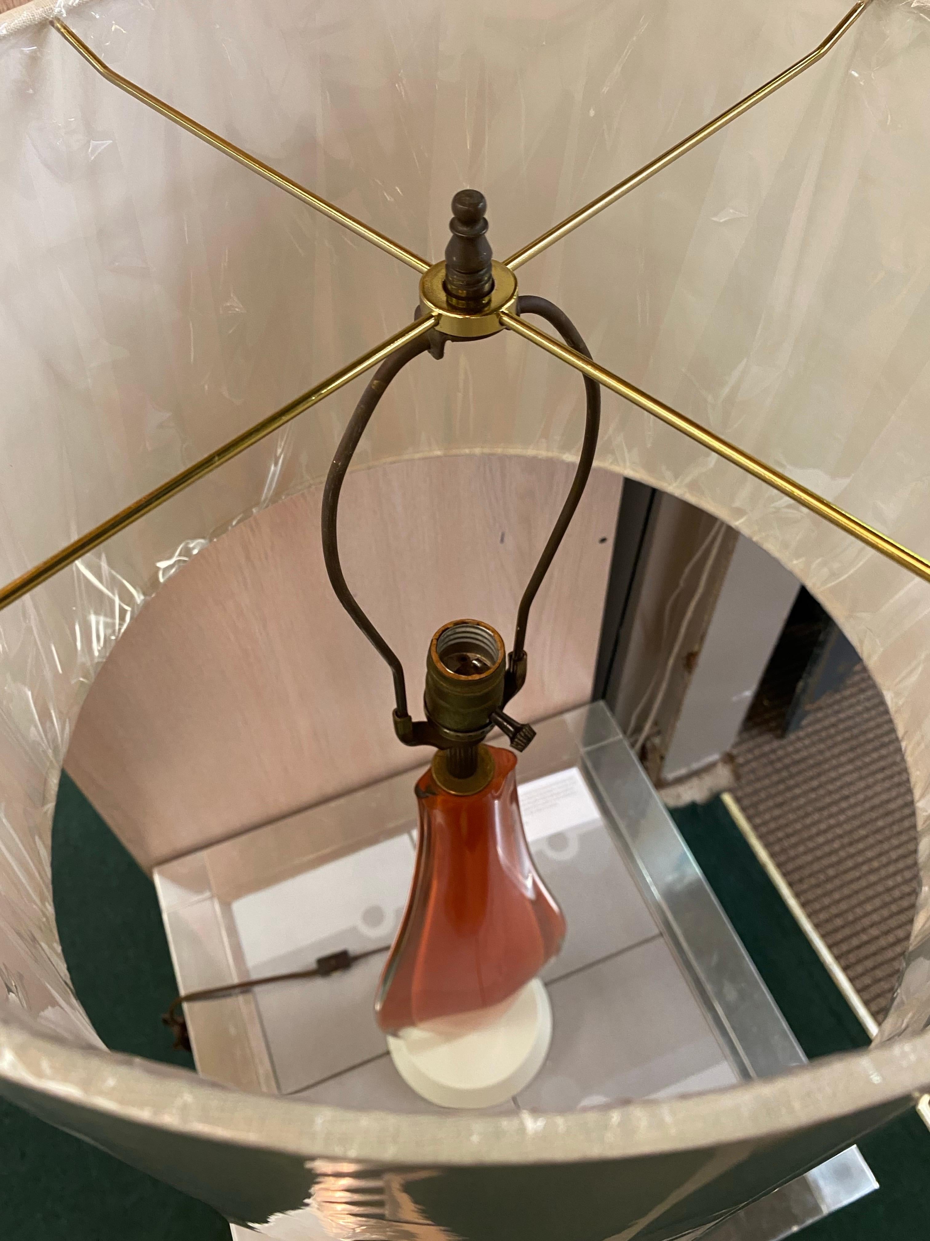 Flavio Poli für Seguso 1950s Klar, Orange & Gold Aventurin Glas Tischlampe im Angebot 7