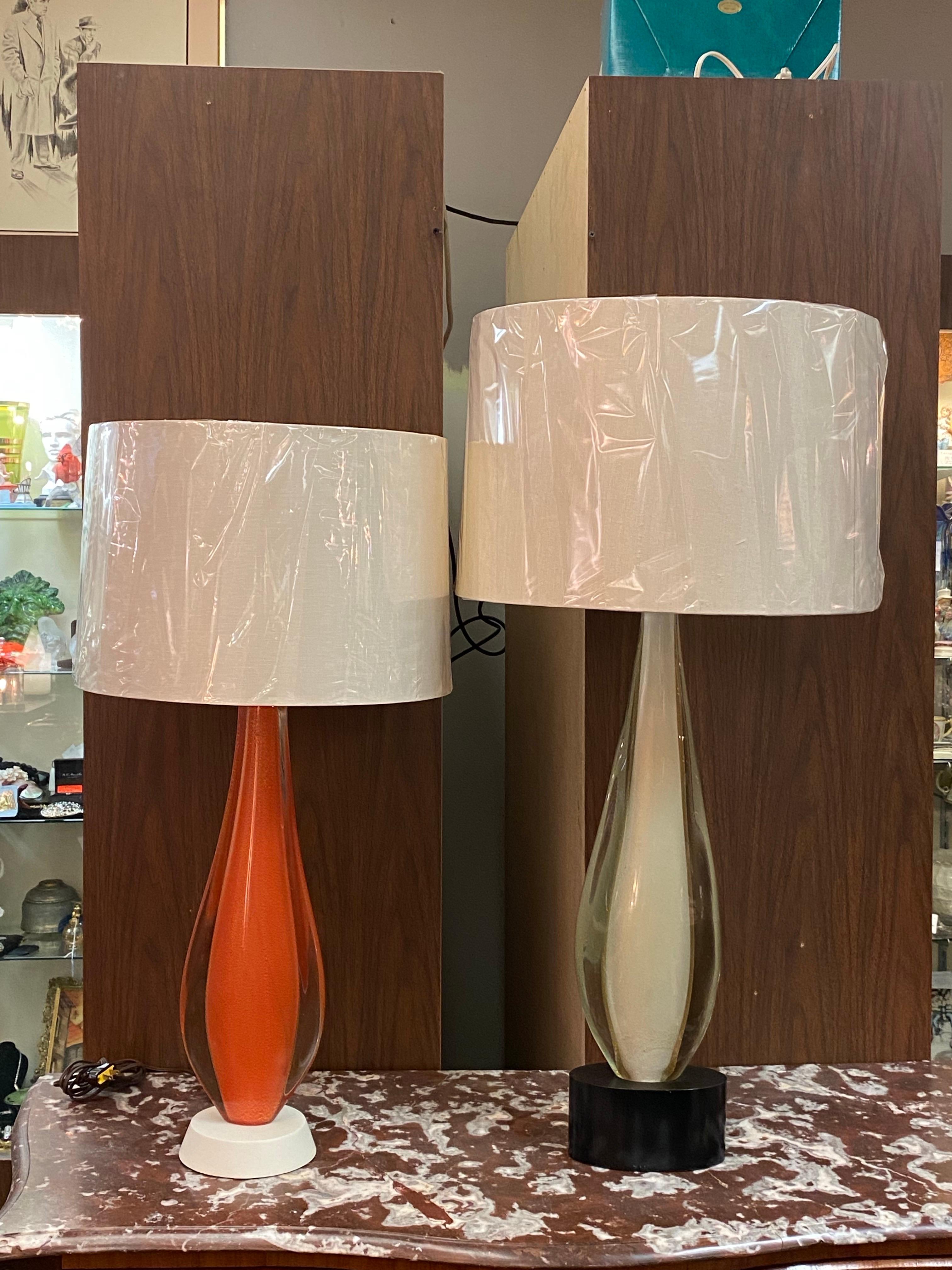 Flavio Poli für Seguso 1950s Klar, Orange & Gold Aventurin Glas Tischlampe im Angebot 8