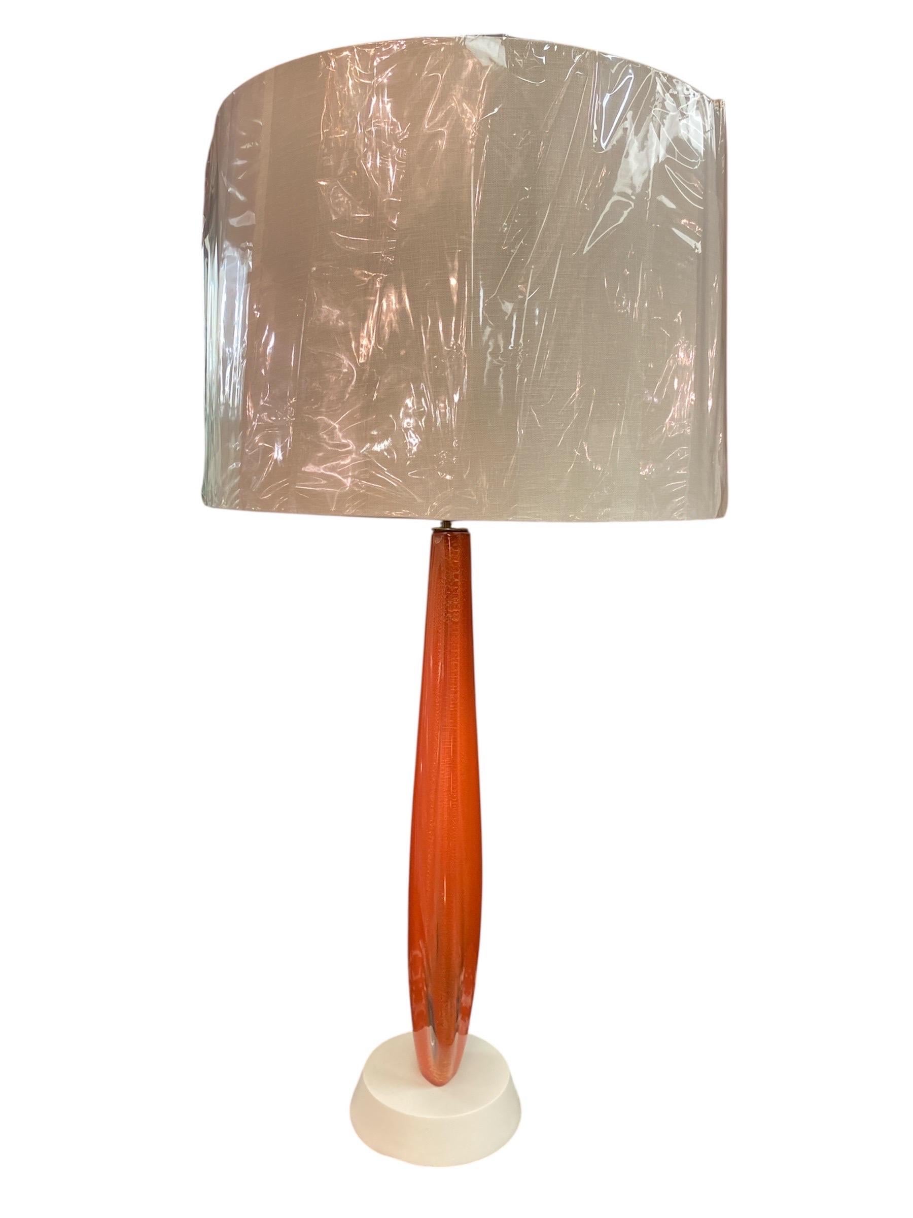 Flavio Poli für Seguso 1950s Klar, Orange & Gold Aventurin Glas Tischlampe (Moderne der Mitte des Jahrhunderts) im Angebot