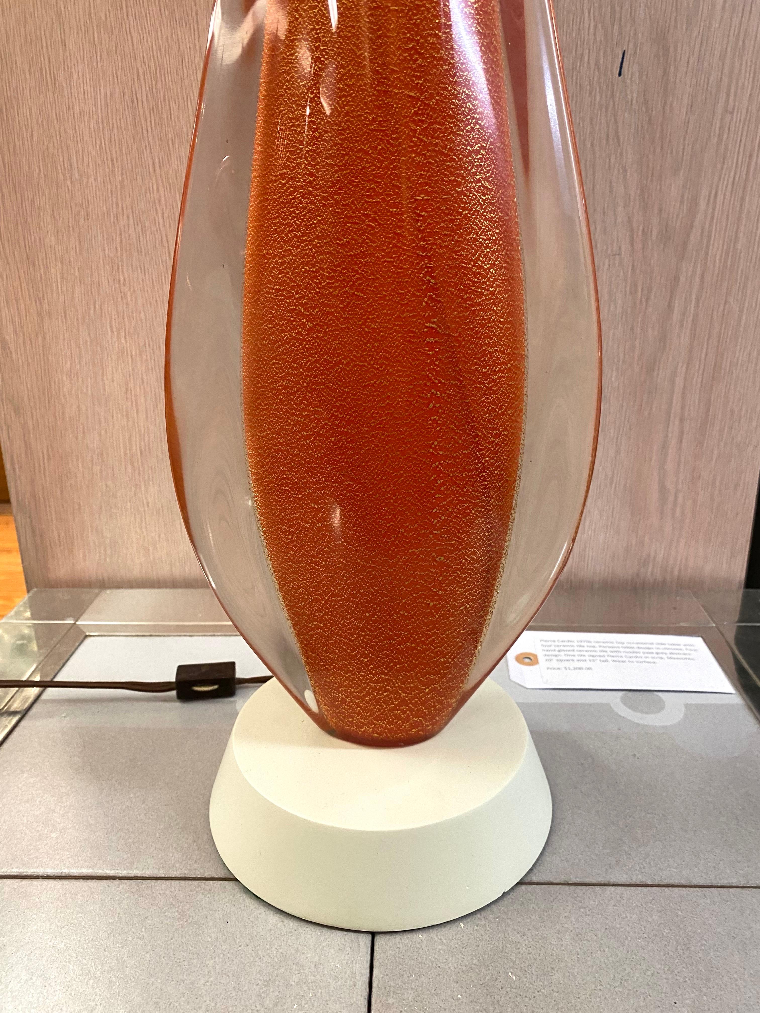 Flavio Poli für Seguso 1950s Klar, Orange & Gold Aventurin Glas Tischlampe im Angebot 2